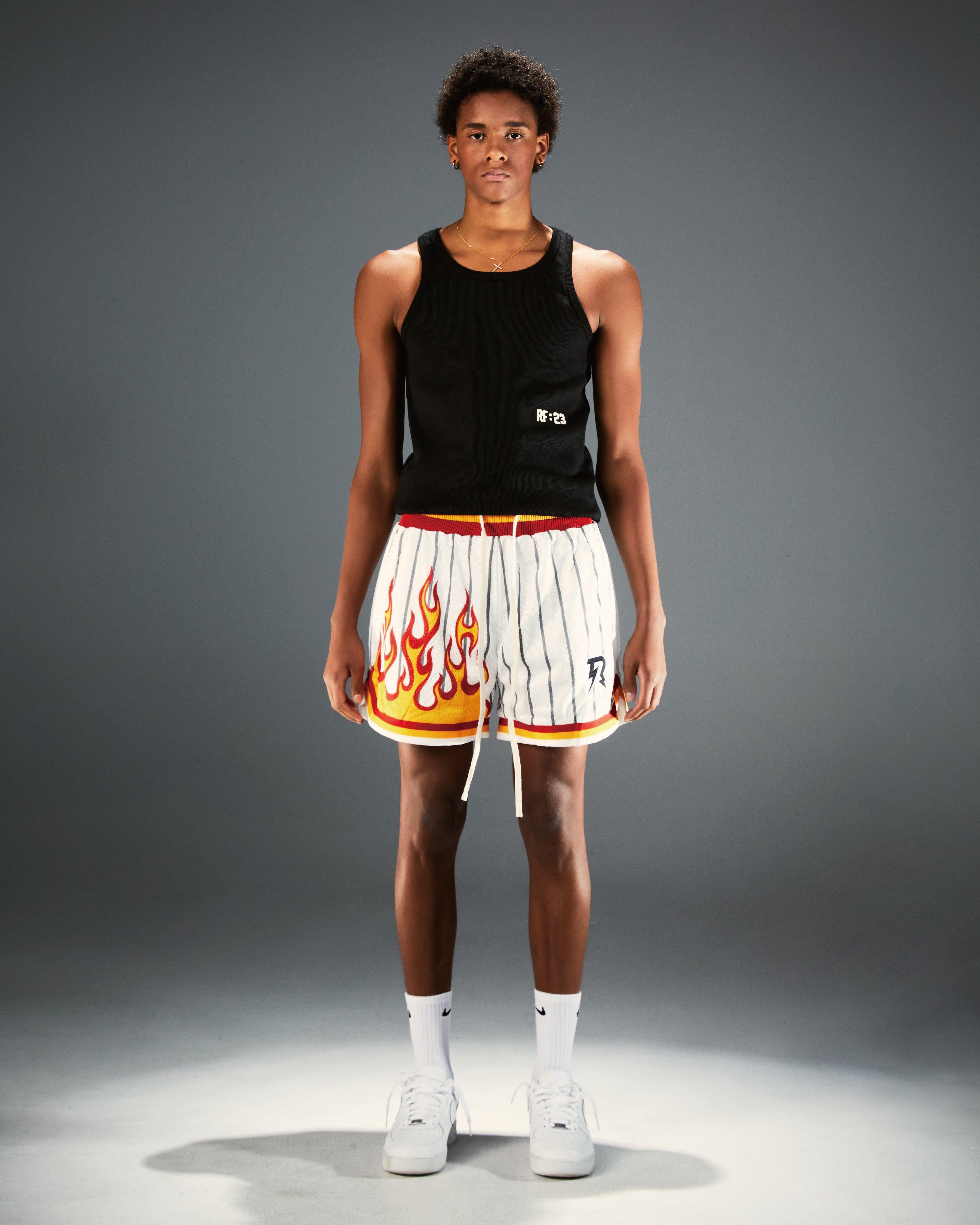 FLAMES LAVA PRINTING MESH SHORTS WHITE - RESERFF FLAMES LAVA PRINTING MESH SHORTS WHITE