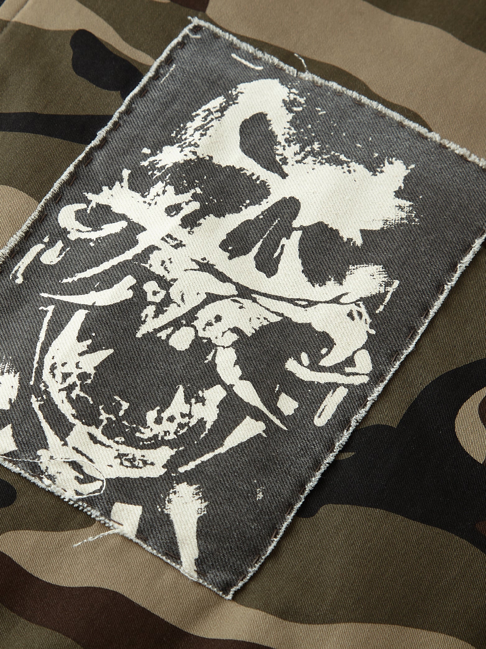 HELL CROSS WASHED VINTAGE PATCH DISTRESSED CAMOUFLAGE COTTON JACKET CAMOUFLAGE GREY