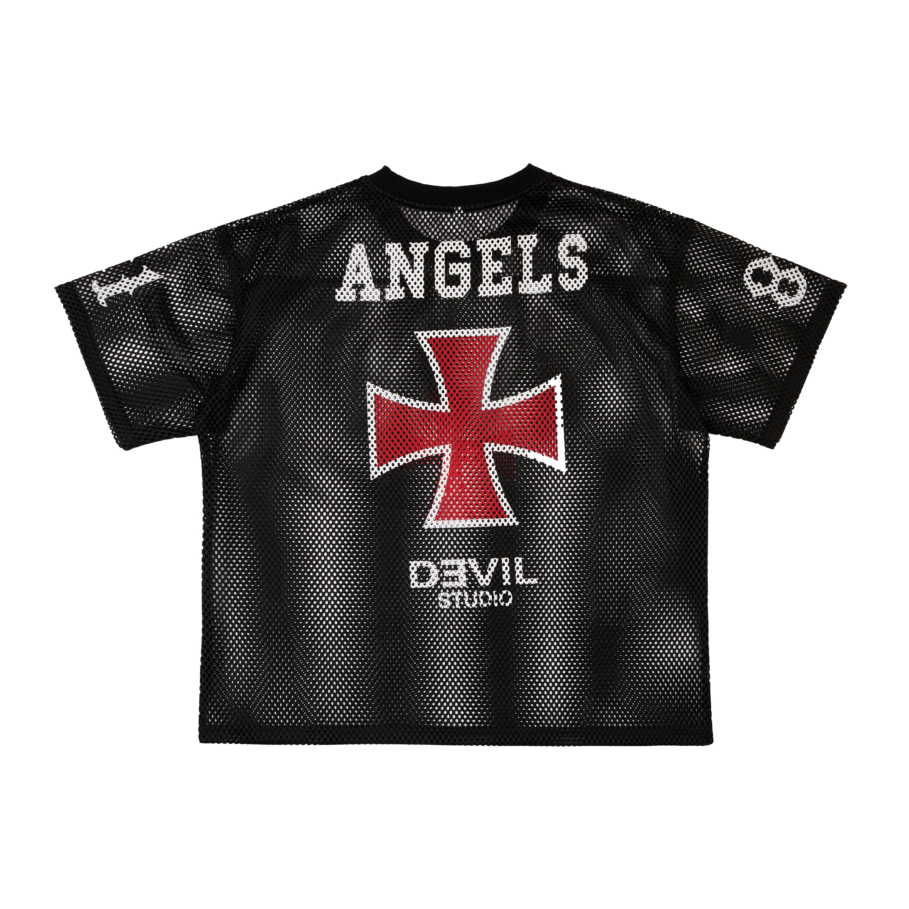 ANGEL LIGHT CROSS PRINT MESH JERSEY TEES