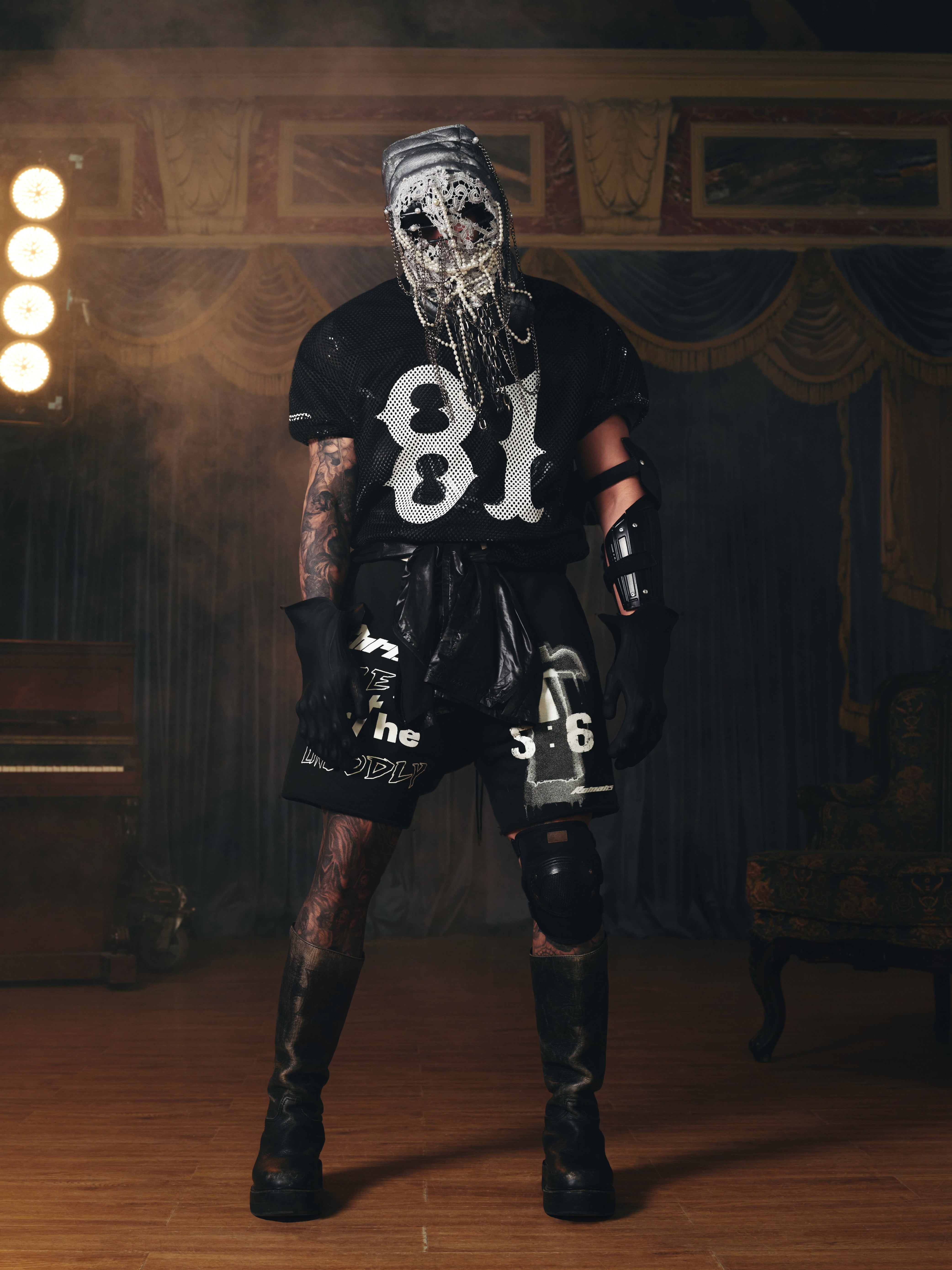 ANGEL LIGHT CROSS PRINT MESH JERSEY TEES