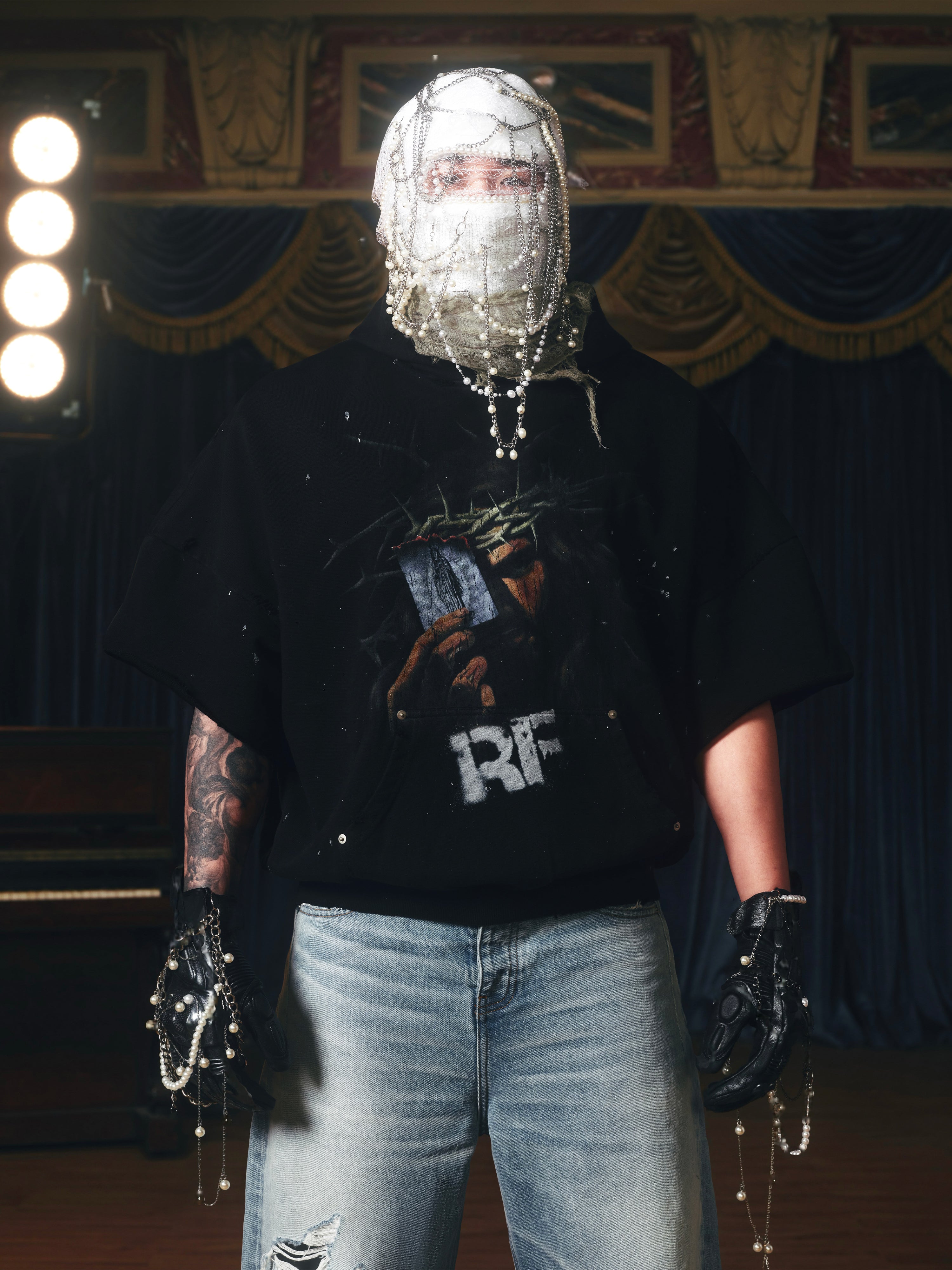 BURNING CARD INK SPLASHING DESTRUCTION THREE-DIMENSIONAL PRINTING BOXING HOODIE