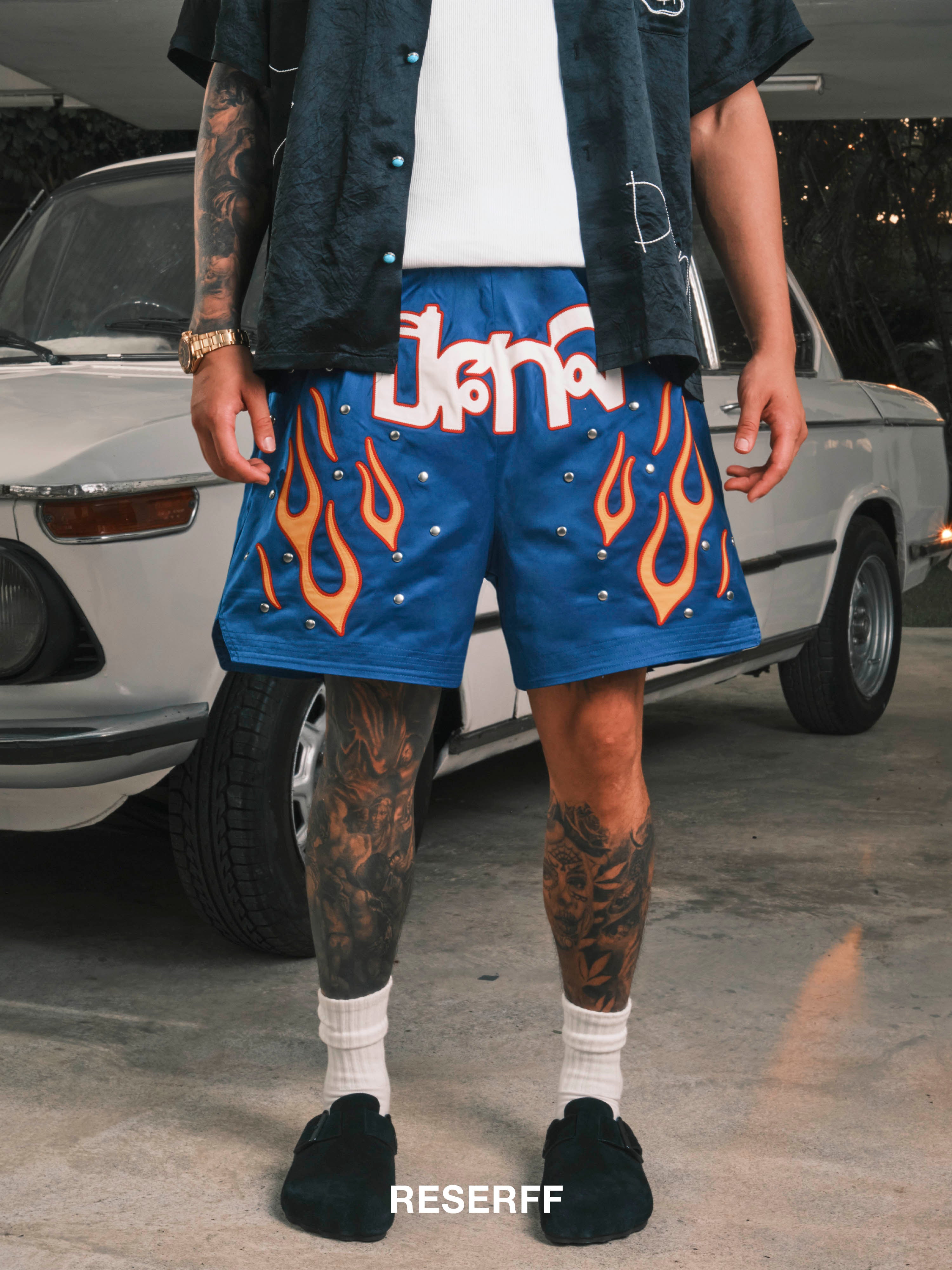 STARLIGHT FLAME VINTAGE FLAME METAL MESH DOUBLE-LAYER SHORTS