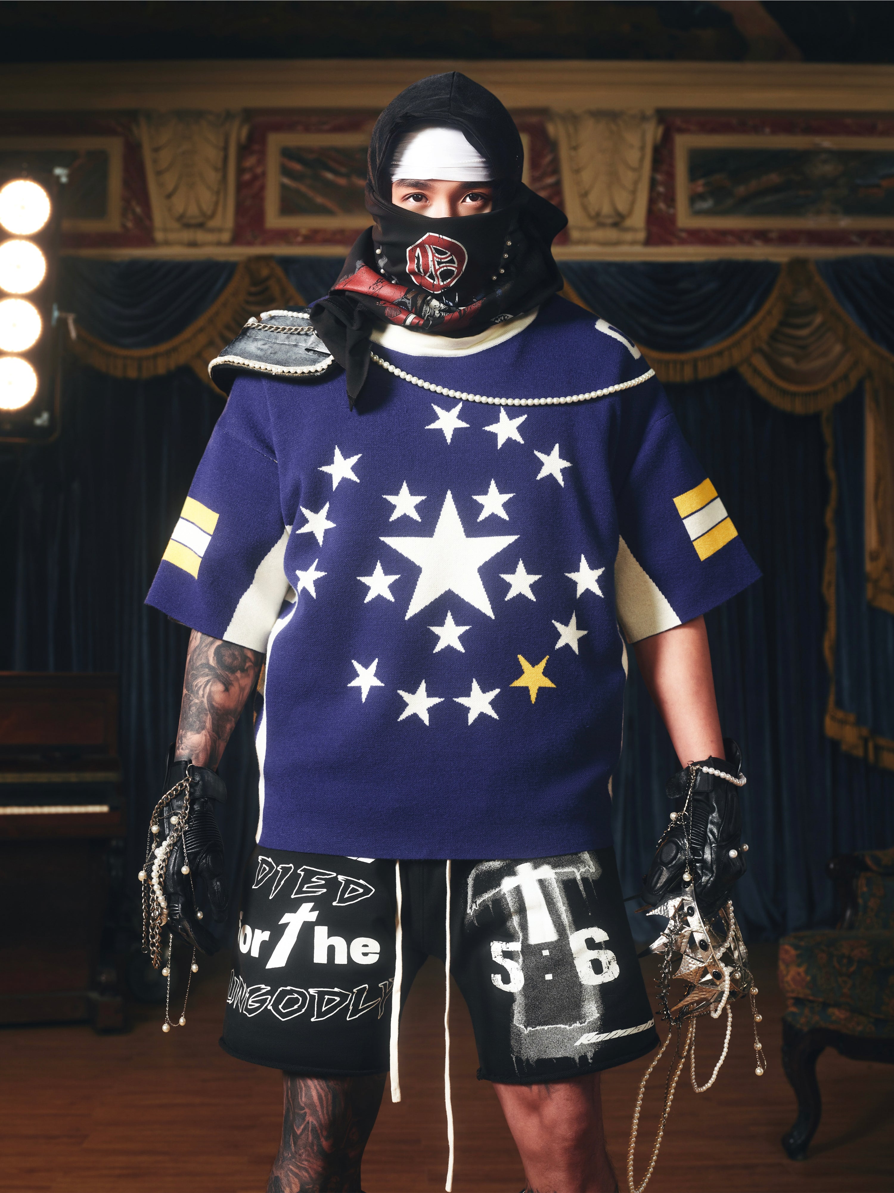 ROMAN STAR JACQUARD KNITTED JERSEY TEES