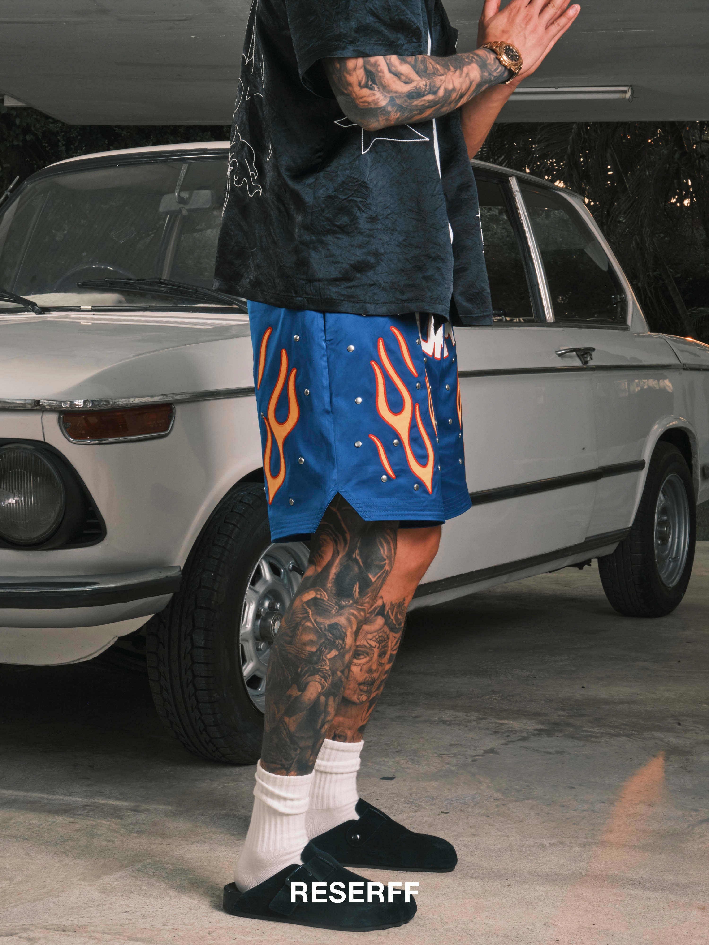 STARLIGHT FLAME VINTAGE FLAME METAL MESH DOUBLE-LAYER SHORTS