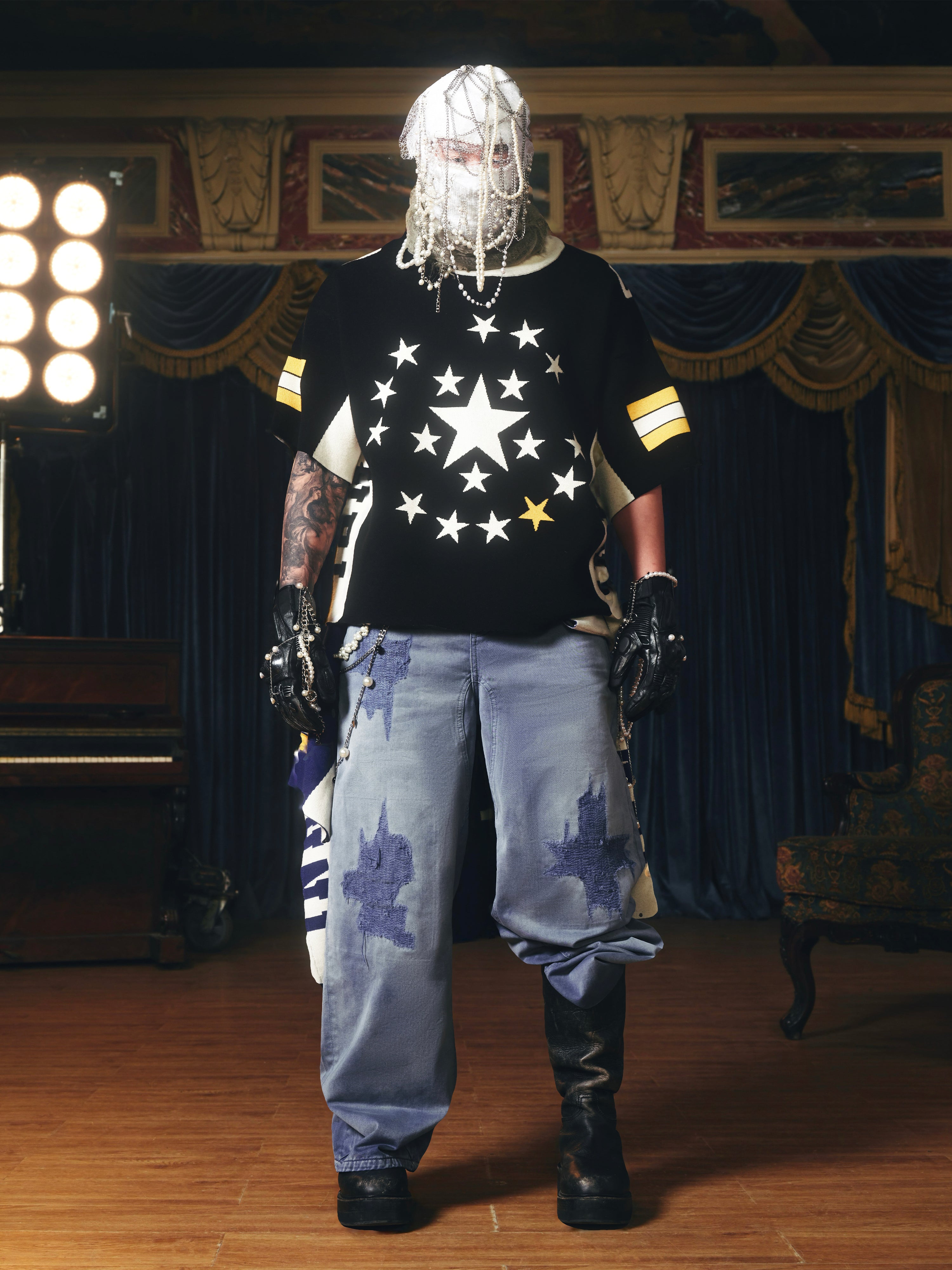 ROMAN STAR JACQUARD KNITTED JERSEY TEES