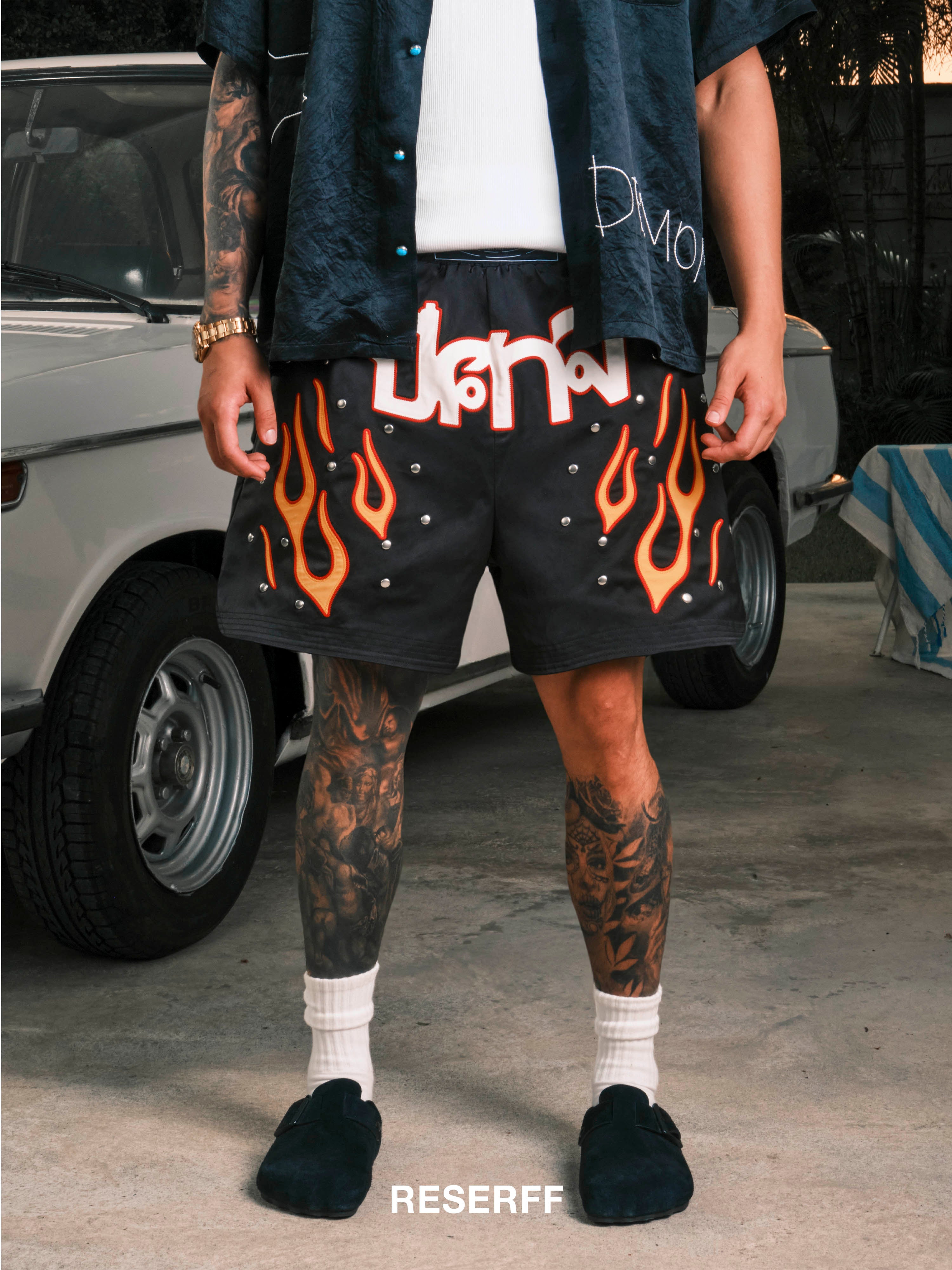 STARLIGHT FLAME VINTAGE FLAME METAL MESH DOUBLE-LAYER SHORTS