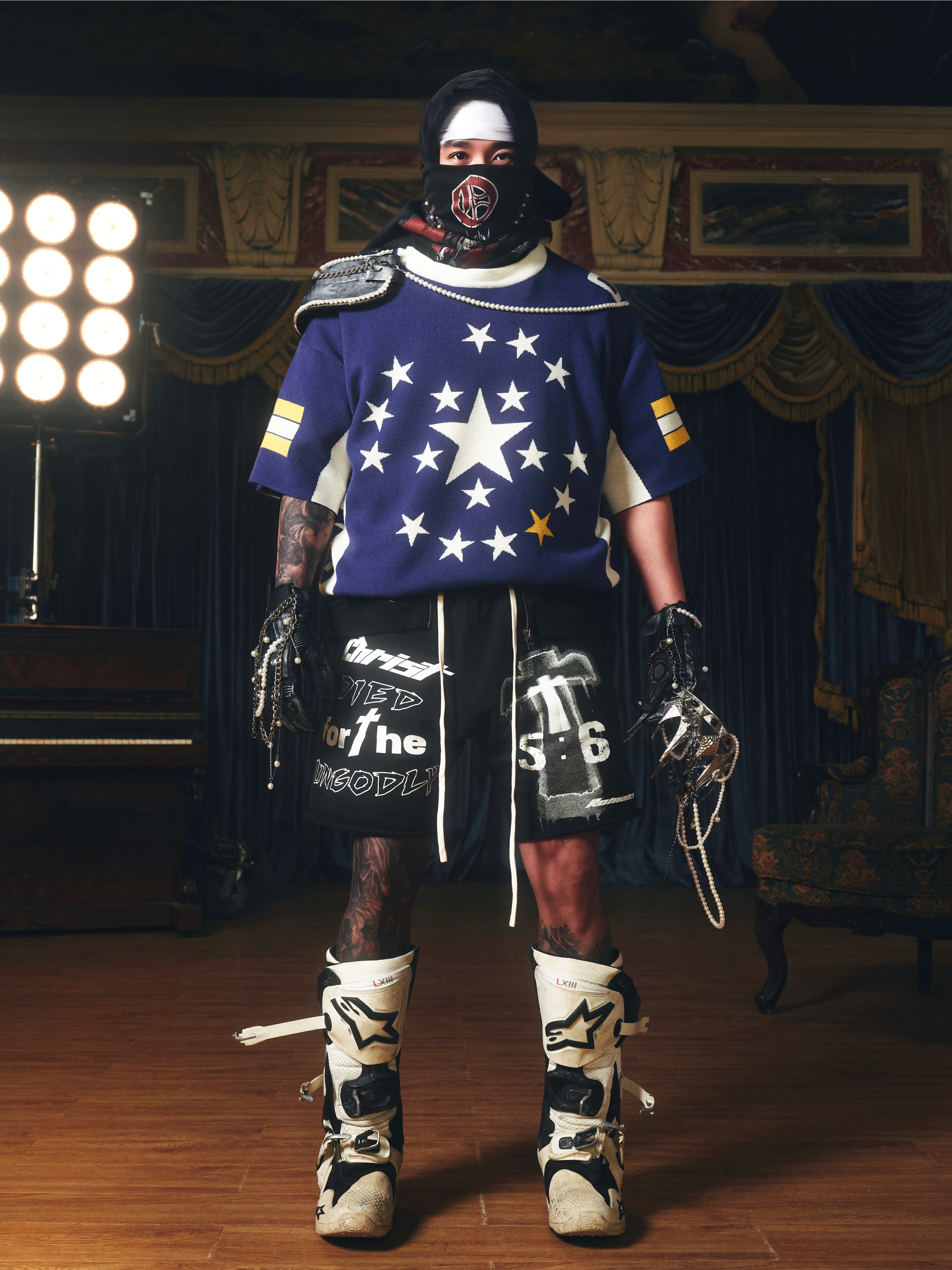 ROMAN STAR JACQUARD KNITTED JERSEY TEES