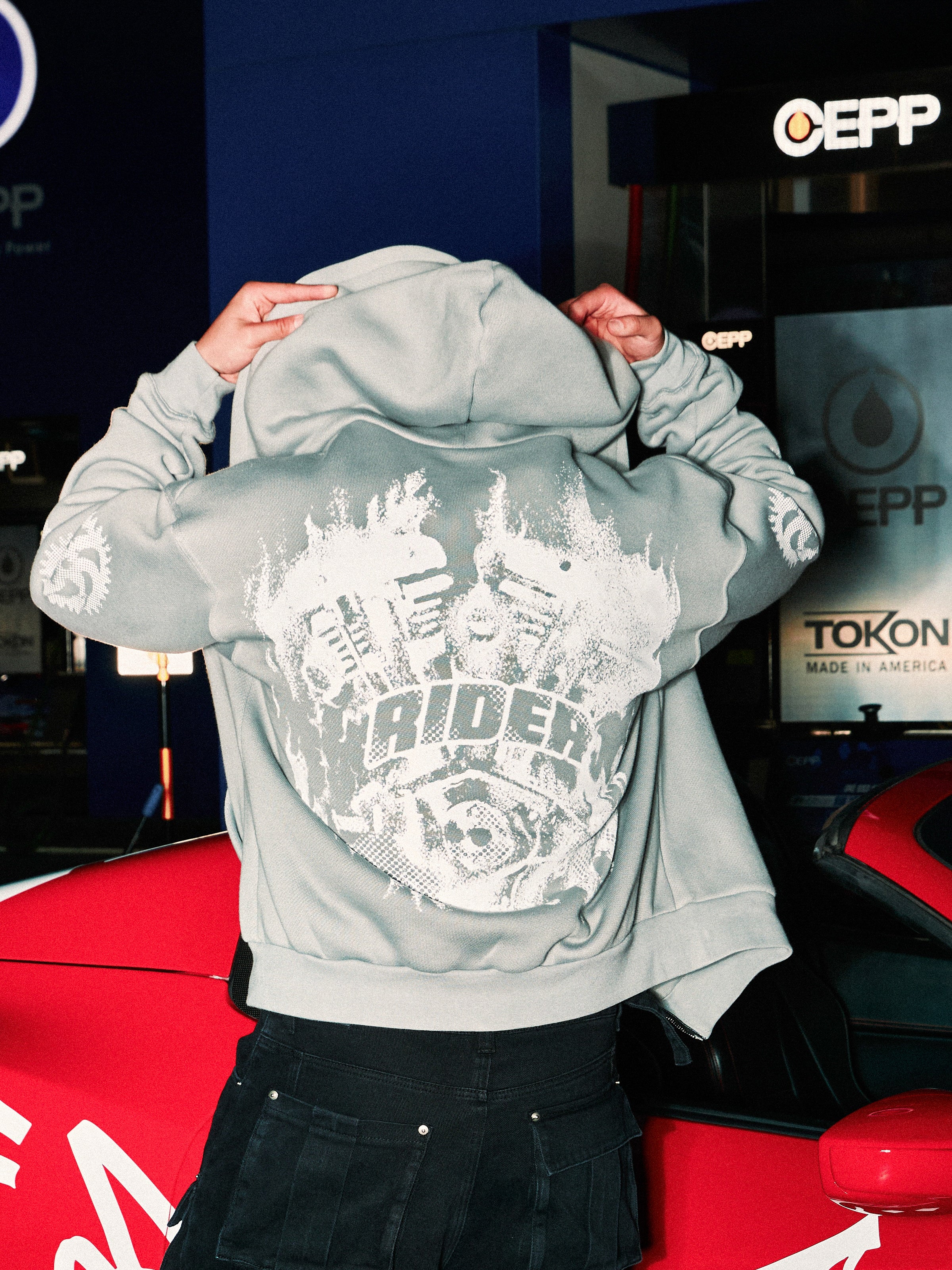 NIGHTFOG ENGINE 485G HEAVY WASHED VELVET ZIPPER HOODED SWEATSHIRT