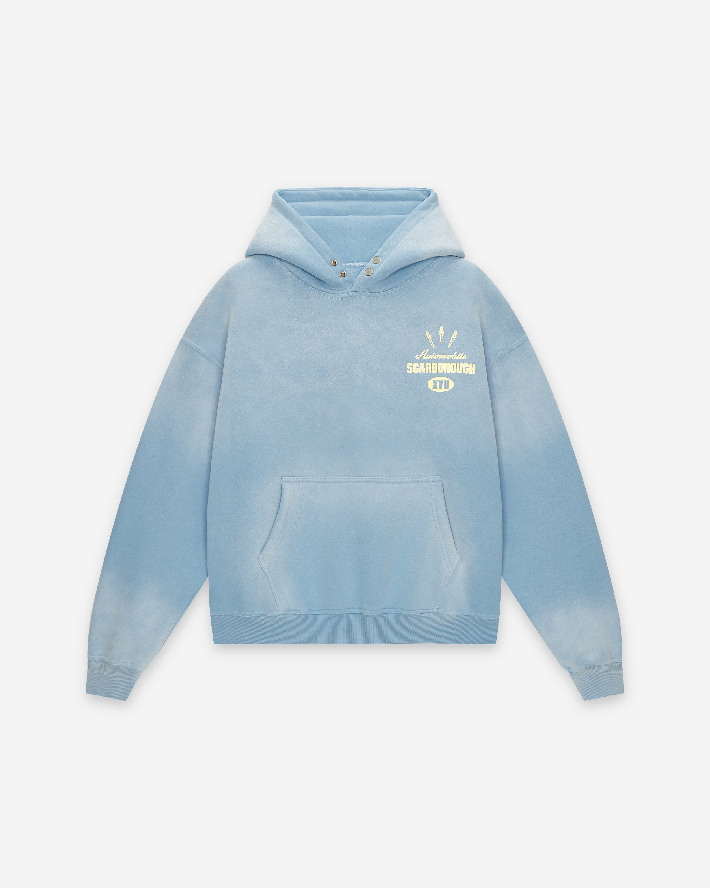 SPARK SHARD RETRO PRINT FADED 345G HOODIE MISTY BLUE