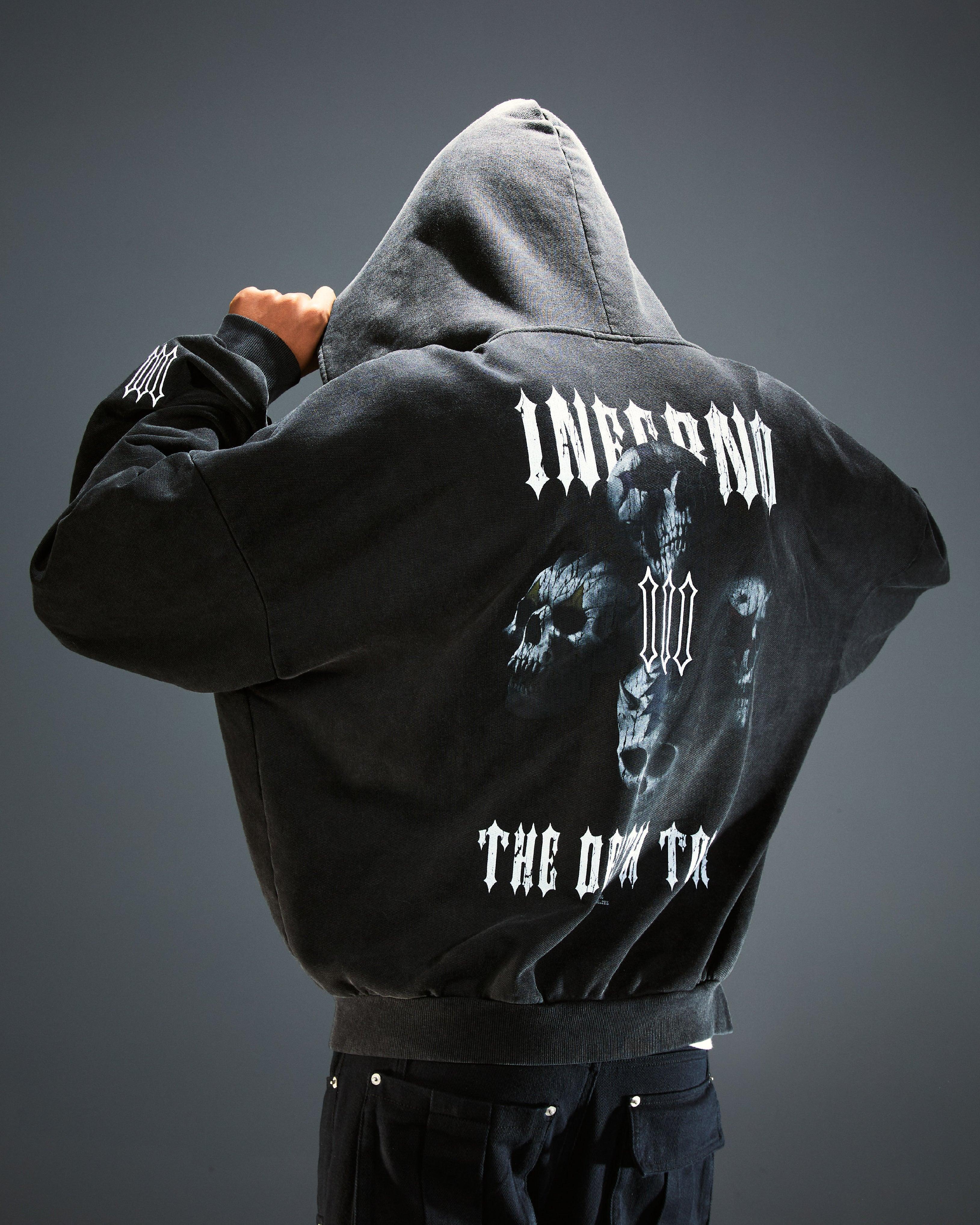 THE DEATH TOURS REBRON SERIES ZIP HOODIE - RESERFF   The Death Tours Rebron Series Zip Hoodie｜Vintage gray 