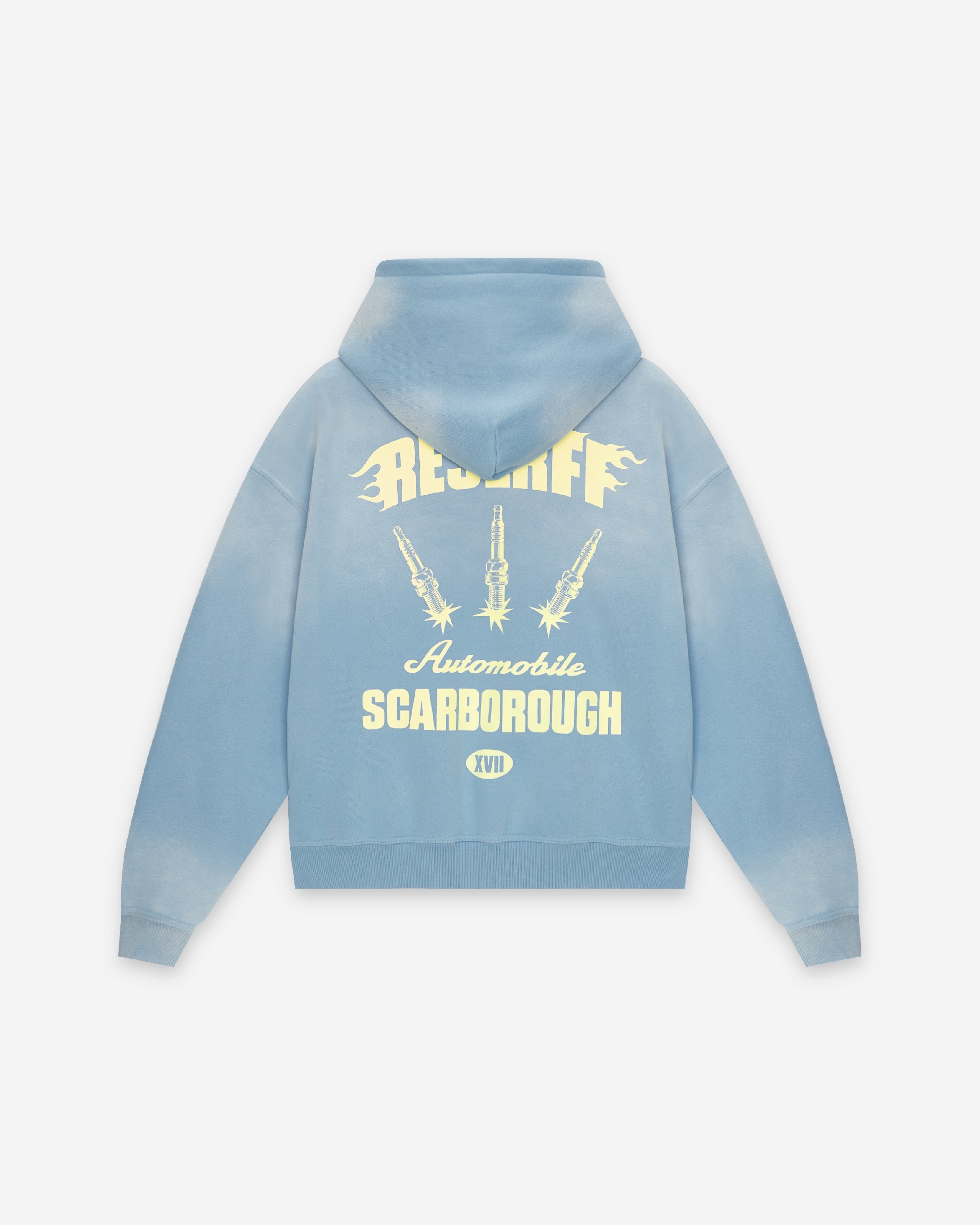 SPARK SHARD RETRO PRINT FADED 345G HOODIE MISTY BLUE