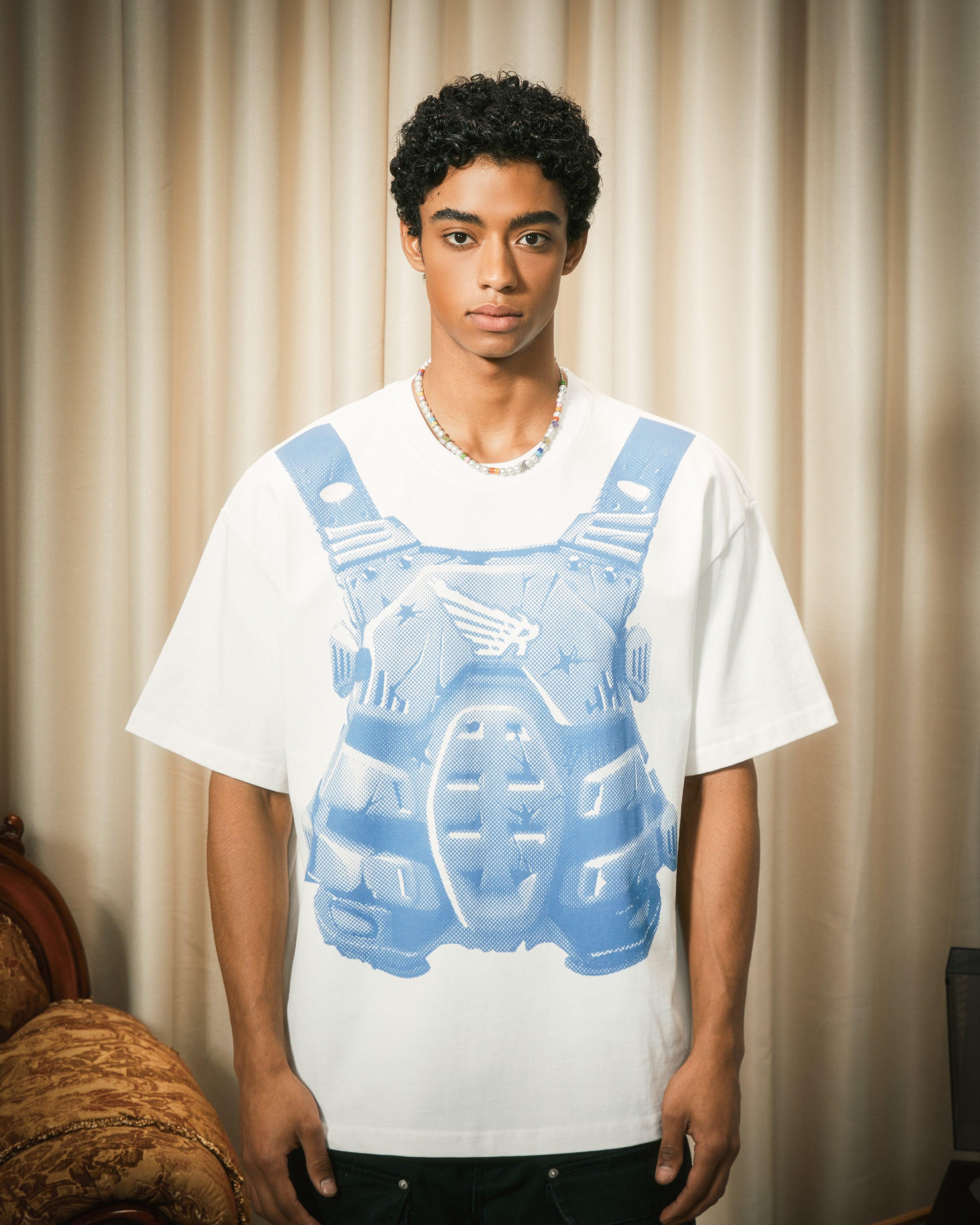 PIXEL BULLET HOLE MECHA PRINTING TEE BLUE - RESERFF   Pixel Bullet Hole Mecha Printing Tee Blue 