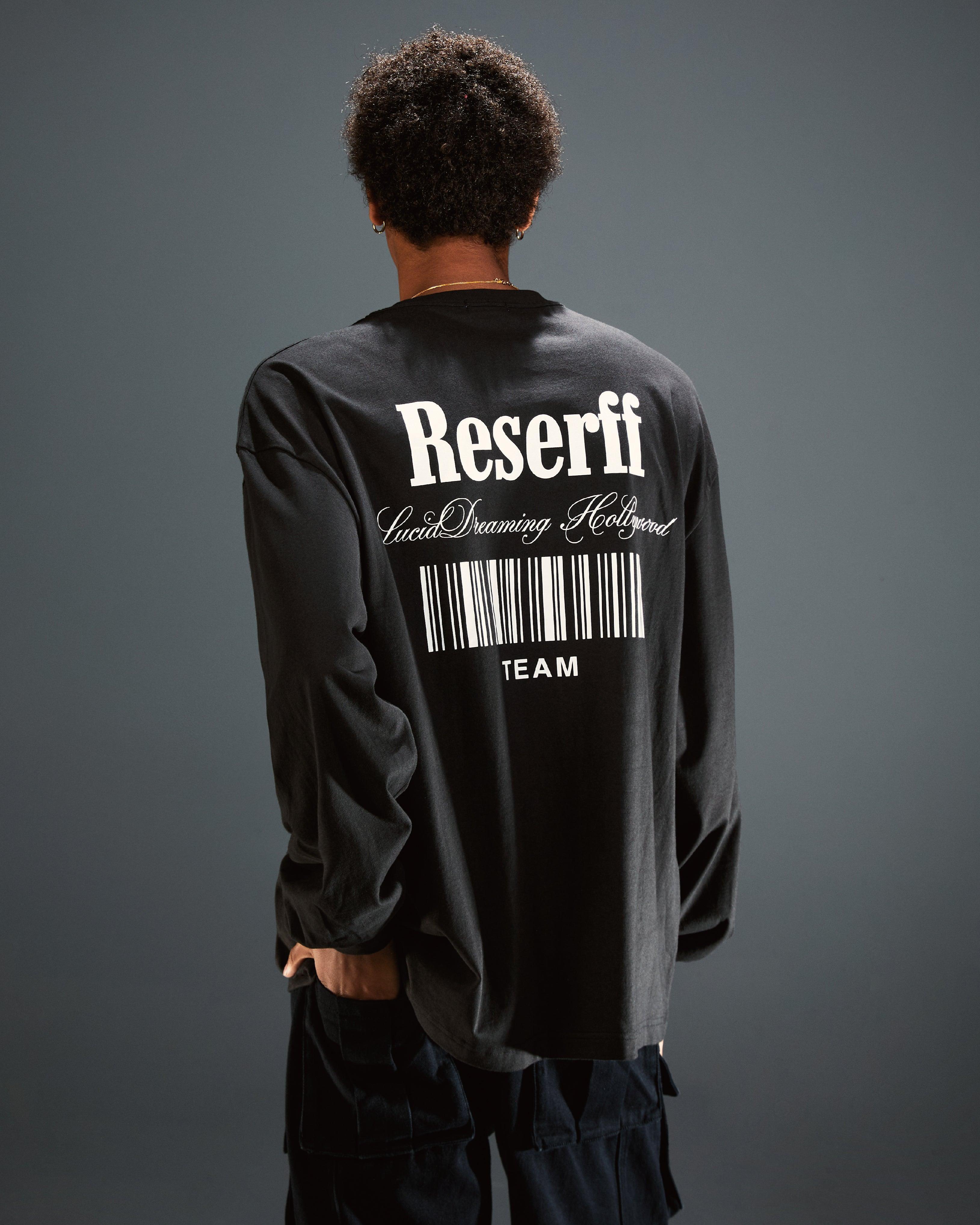 BARCODE PRINTING RELAXED HEAVYWEIGHT LONG SLEEVED CREAM WHITE - RESERFF   Barcode Printing Relaxed Heavyweight Long Sleeved Cream White 