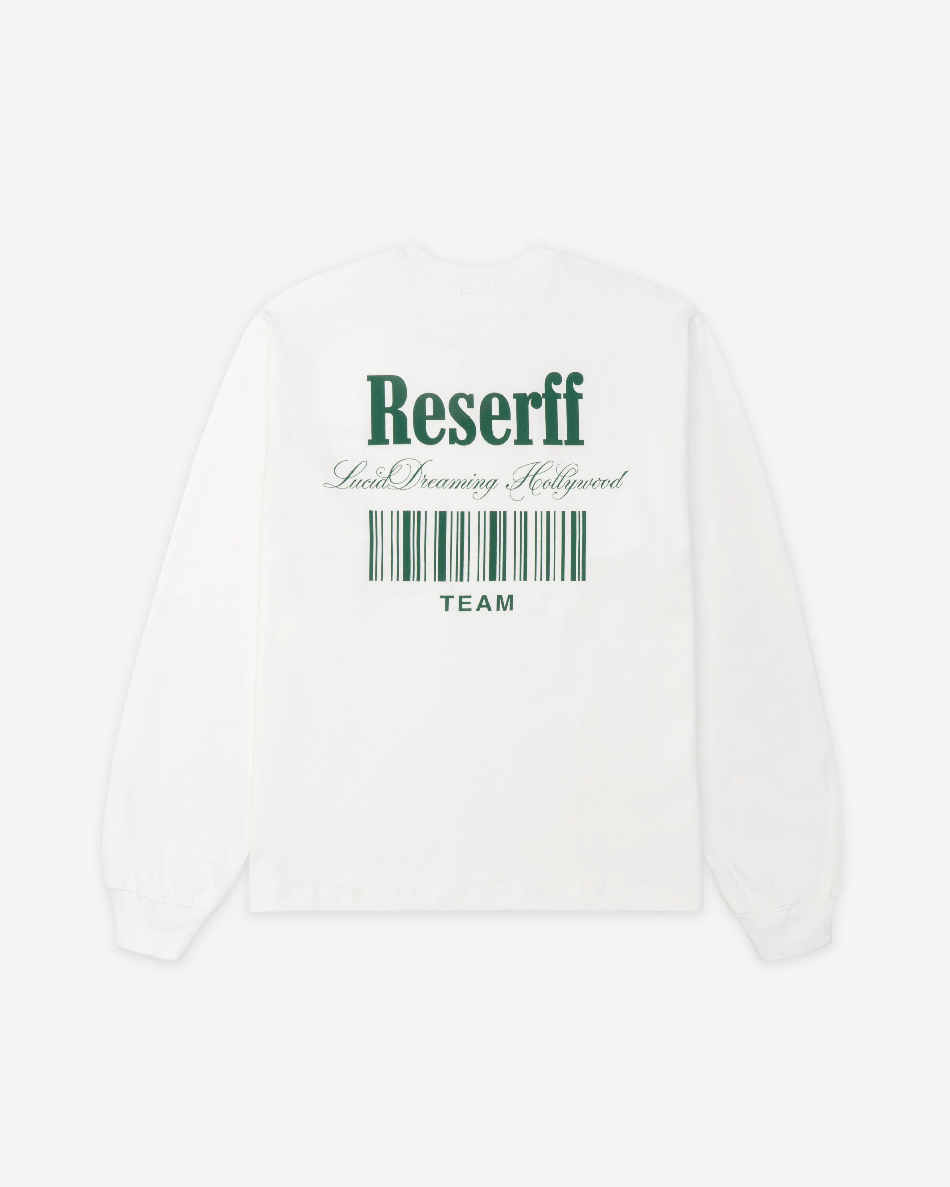 BARCODE PRINTING RELAXED HEAVYWEIGHT LONG SLEEVED CREAM WHITE - RESERFF   Barcode Printing Relaxed Heavyweight Long Sleeved Cream White 