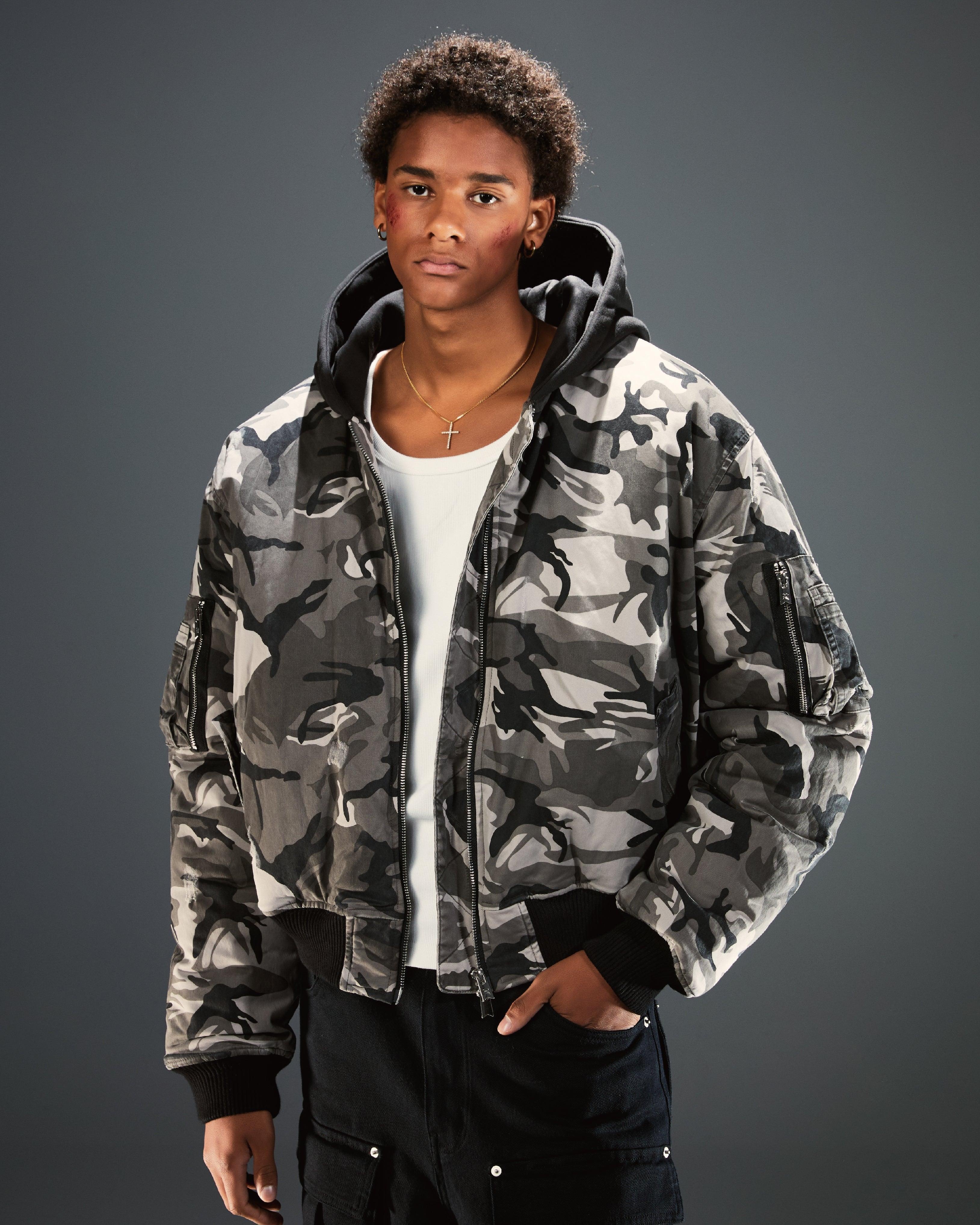 HOODED CAMOUFLAGE COTTON JACKET DESERT GRAY - RESERFF   HOODED CAMOUFLAGE COTTON JACKET DESERT GRAY 