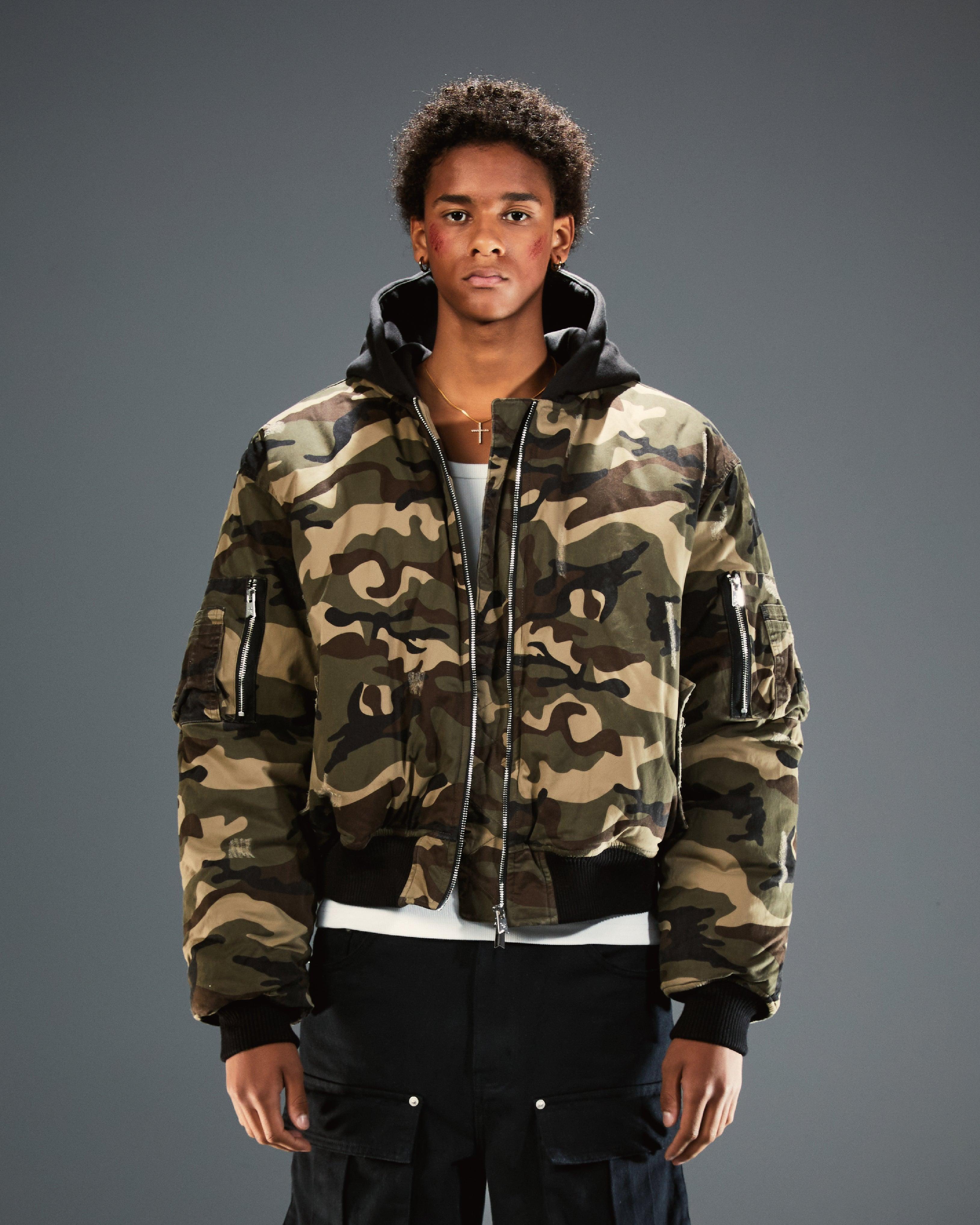 HOODED CAMOUFLAGE COTTON JACKET DESERT GRAY - RESERFF   HOODED CAMOUFLAGE COTTON JACKET DESERT GRAY 