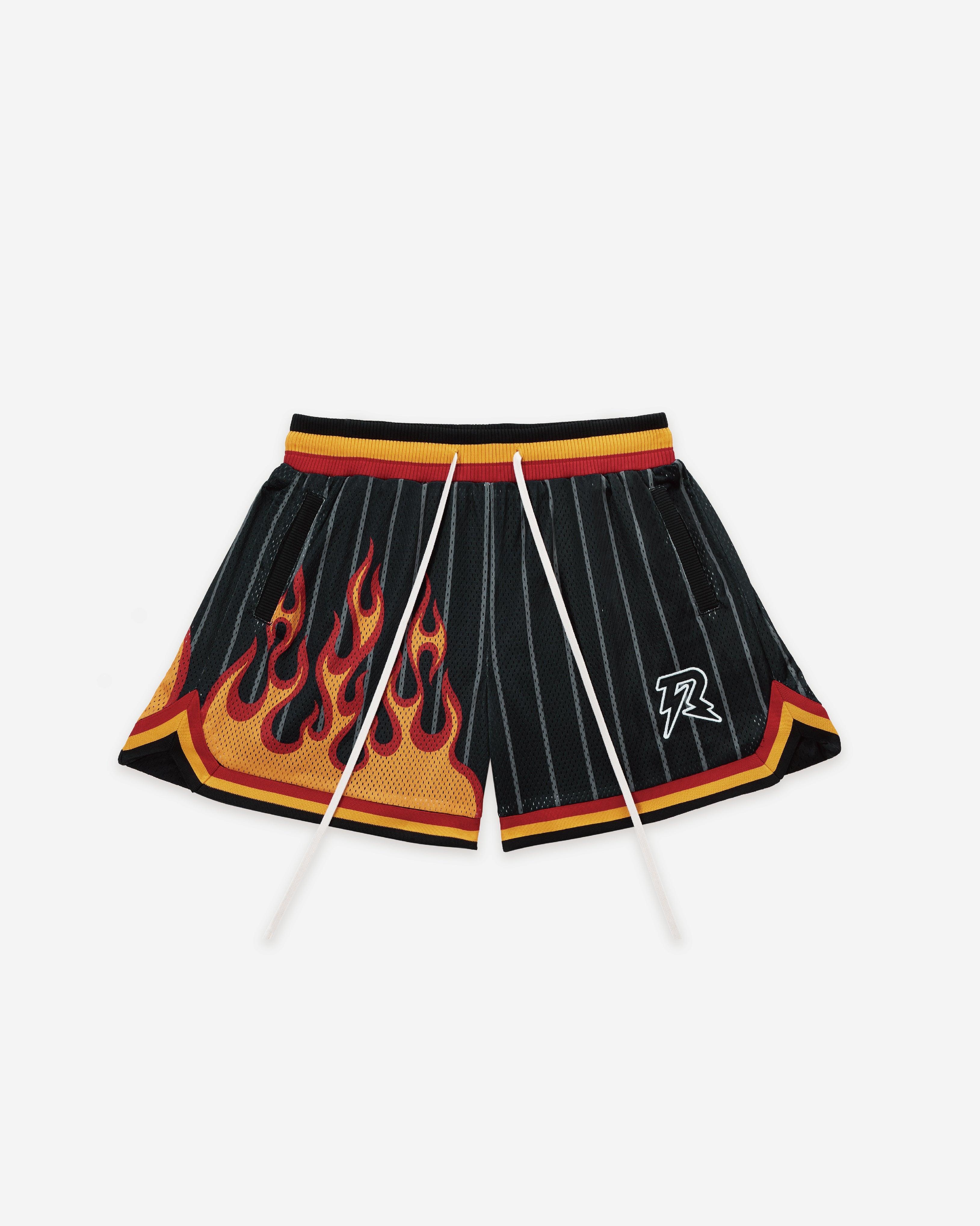 FLAMES LAVA PRINTING MESH SHORTS BLACK - RESERFF   FLAMES LAVA PRINTING MESH SHORTS BLACK 