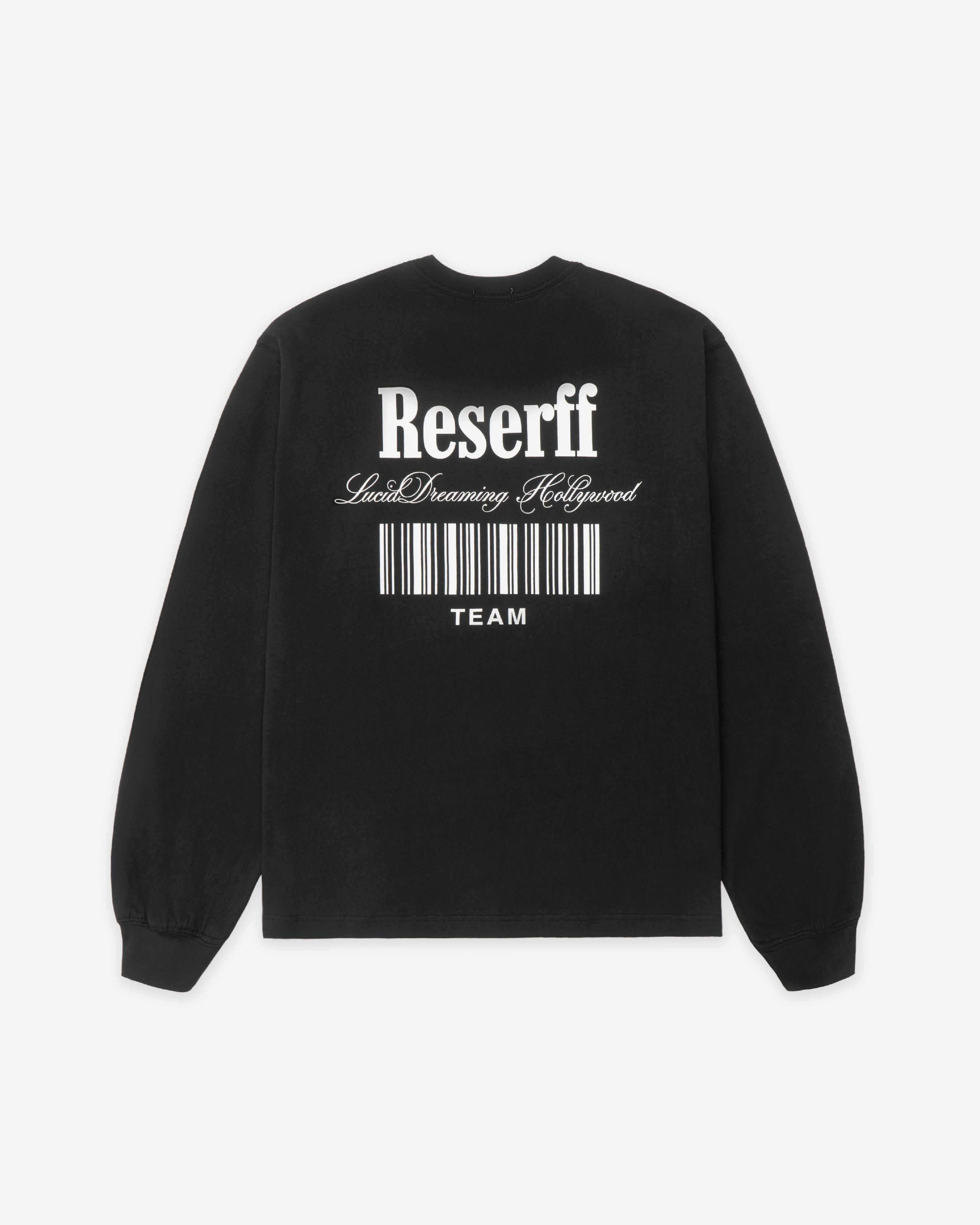 BARCODE PRINTING RELAXED HEAVYWEIGHT LONG SLEEVED CHARCOAL BLACK - RESERFF   Barcode Printing Relaxed Heavyweight Long Sleeved Charcoal Black 