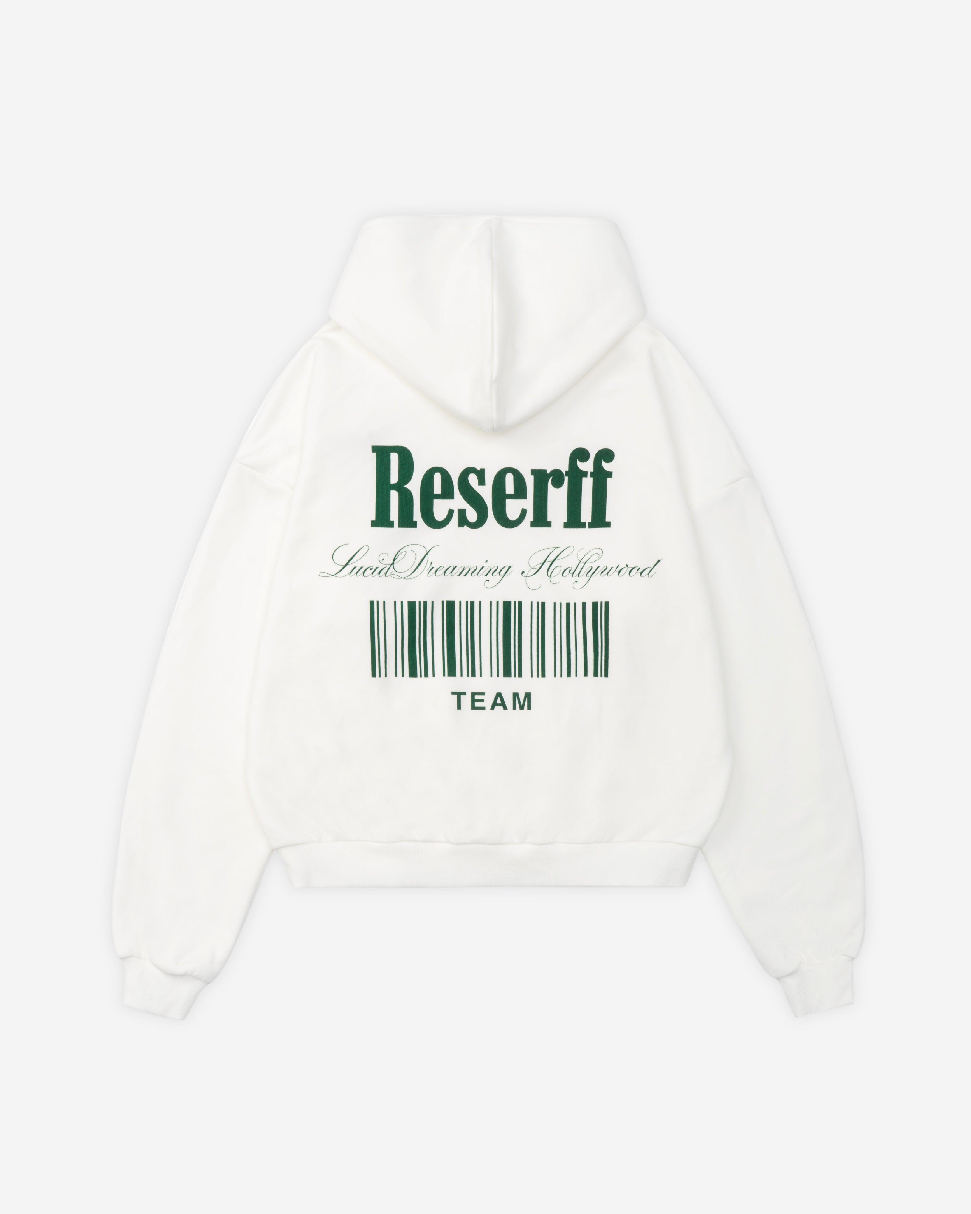 BARCODE PRINTING RELAXED HEAVYWEIGHT 450G HOODIE CREAM WHITE - RESERFF   Barcode Printing Relaxed Heavyweight 450g Hoodie Cream White 