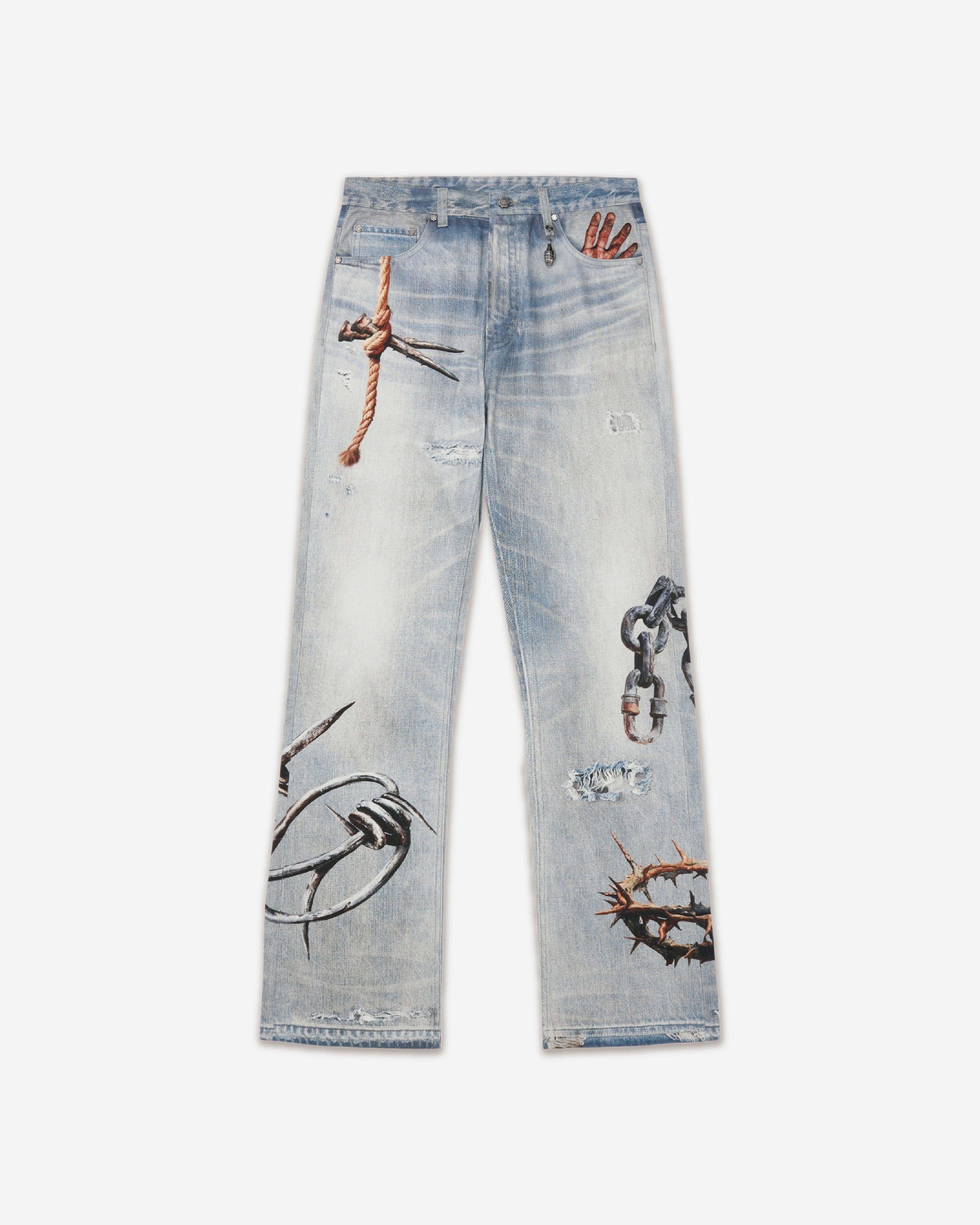 BOMB 3D DIGITAL PRINTING WASHED VINTAGE JEANS - RESERFF   Bomb 3d Denim Jeans｜Sky is light blue 