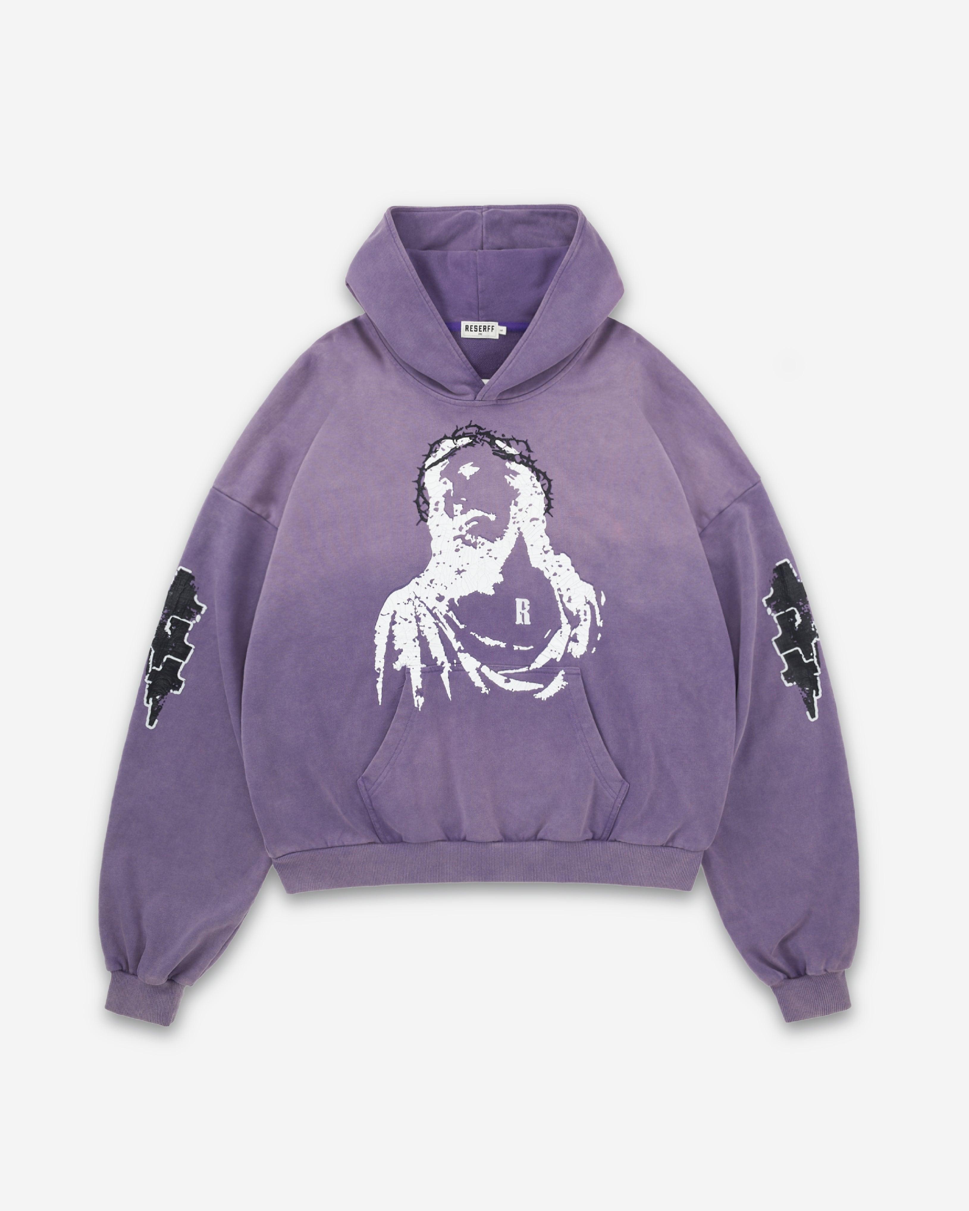 PRAY RETRO PRINT HOODIE RETRO PURPLE - RESERFF   Pray Retro Print Hoodie Retro Purple 