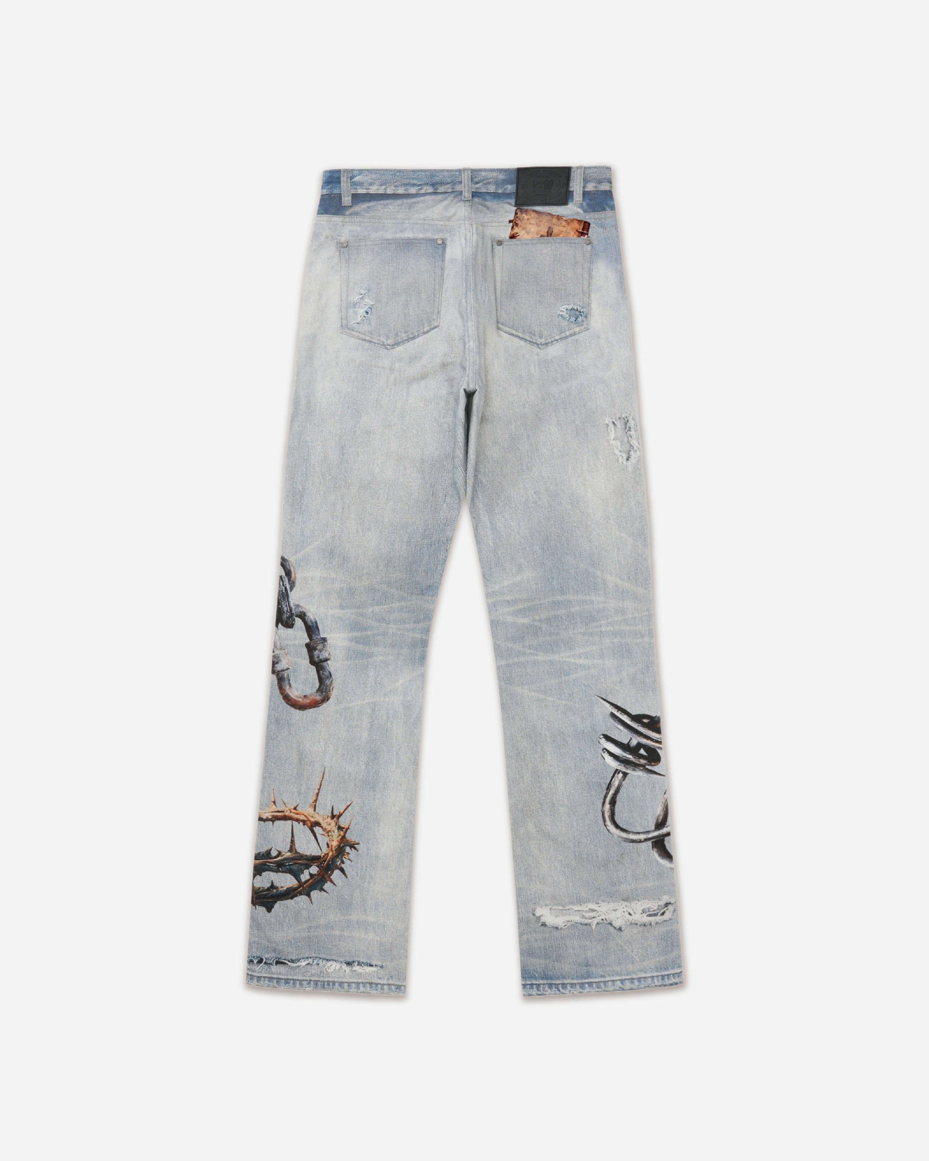 BOMB 3D DIGITAL PRINTING WASHED VINTAGE JEANS - RESERFF   Bomb 3d Denim Jeans｜Sky is light blue 