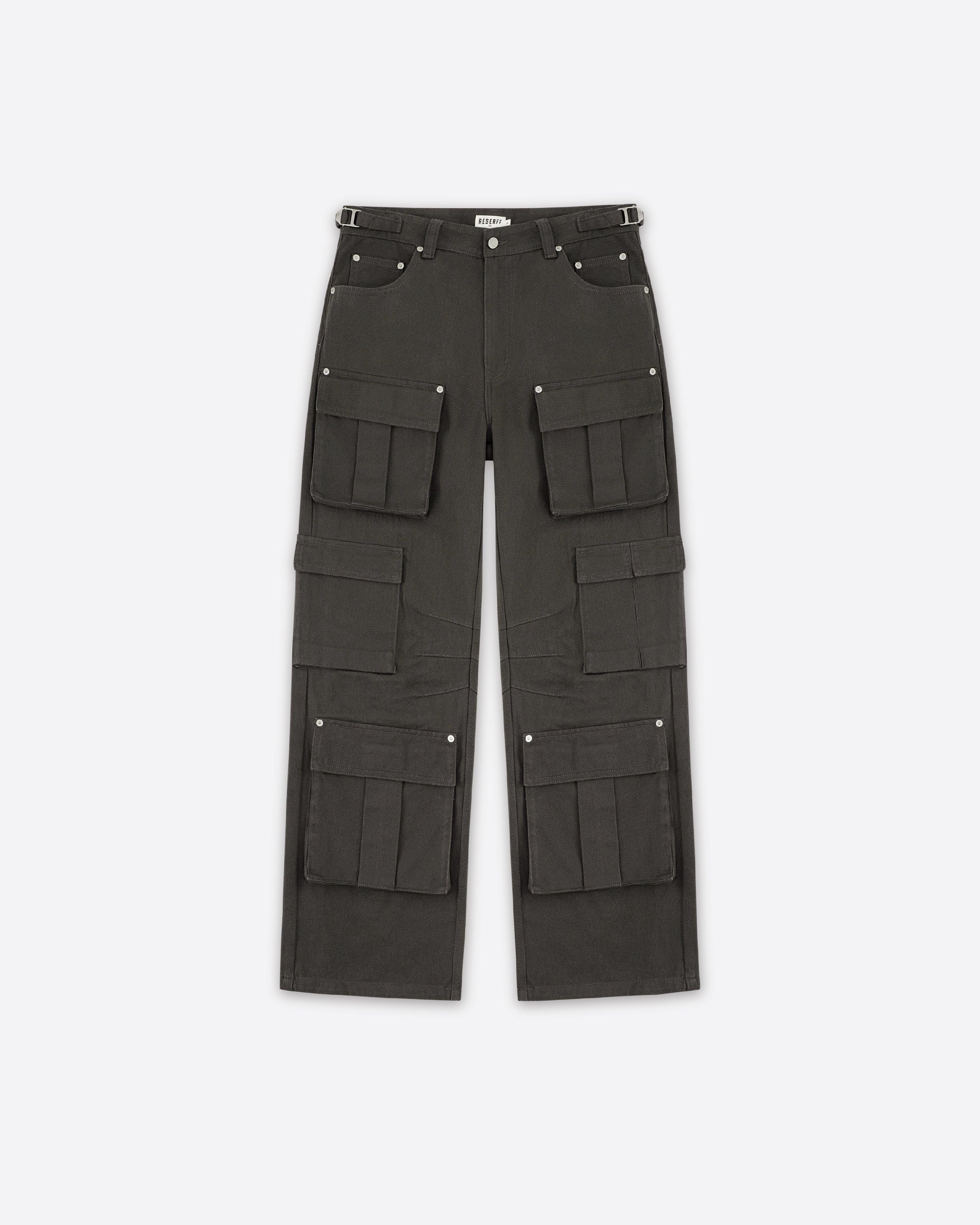 RIVET CARGO THREE DIMENSIONAL MULTI-POCKETS TROUSERS RETRO GRAY - RESERFF   RIVET CARGO THREE DIMENSIONAL MULTI-POCKETS TROUSERS RETRO GRAY 