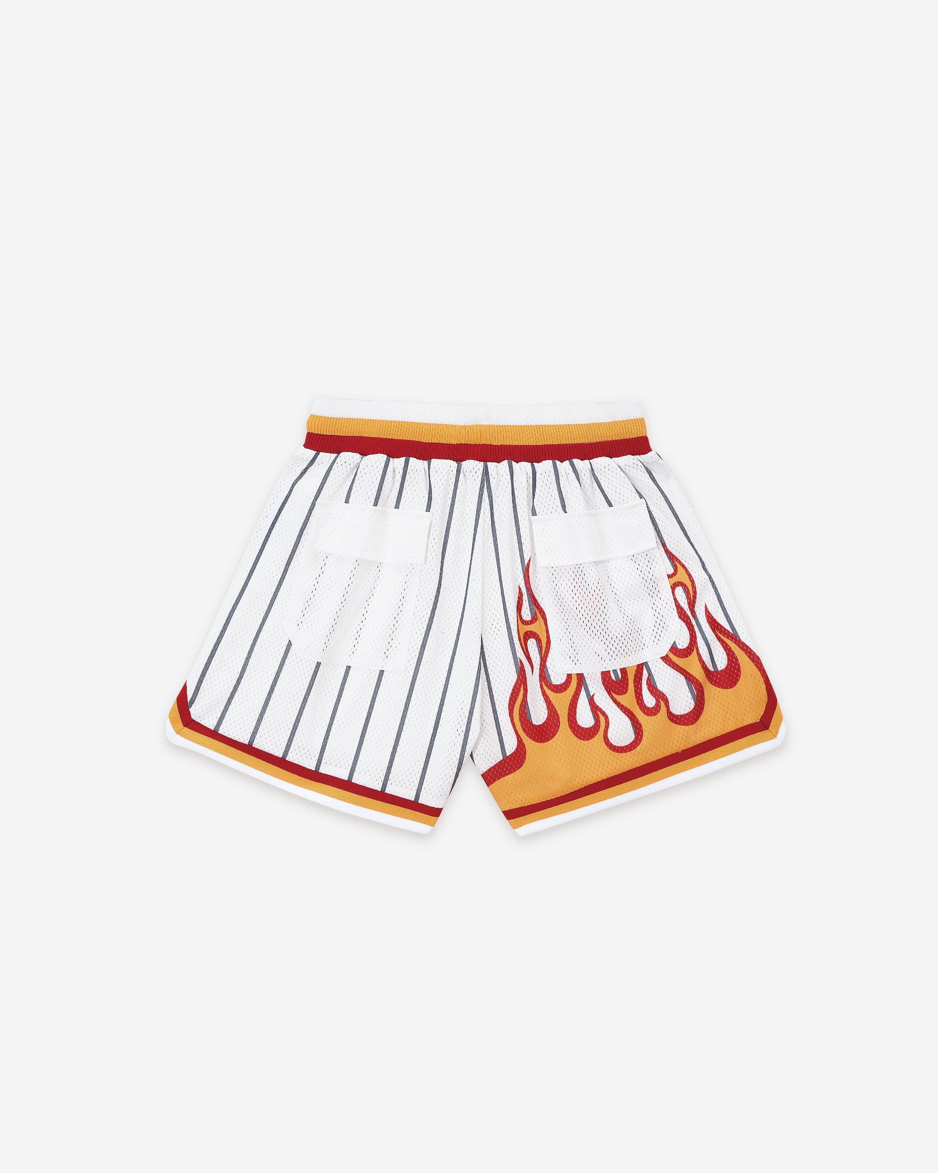 FLAMES LAVA PRINTING MESH SHORTS WHITE - RESERFF   FLAMES LAVA PRINTING MESH SHORTS WHITE 