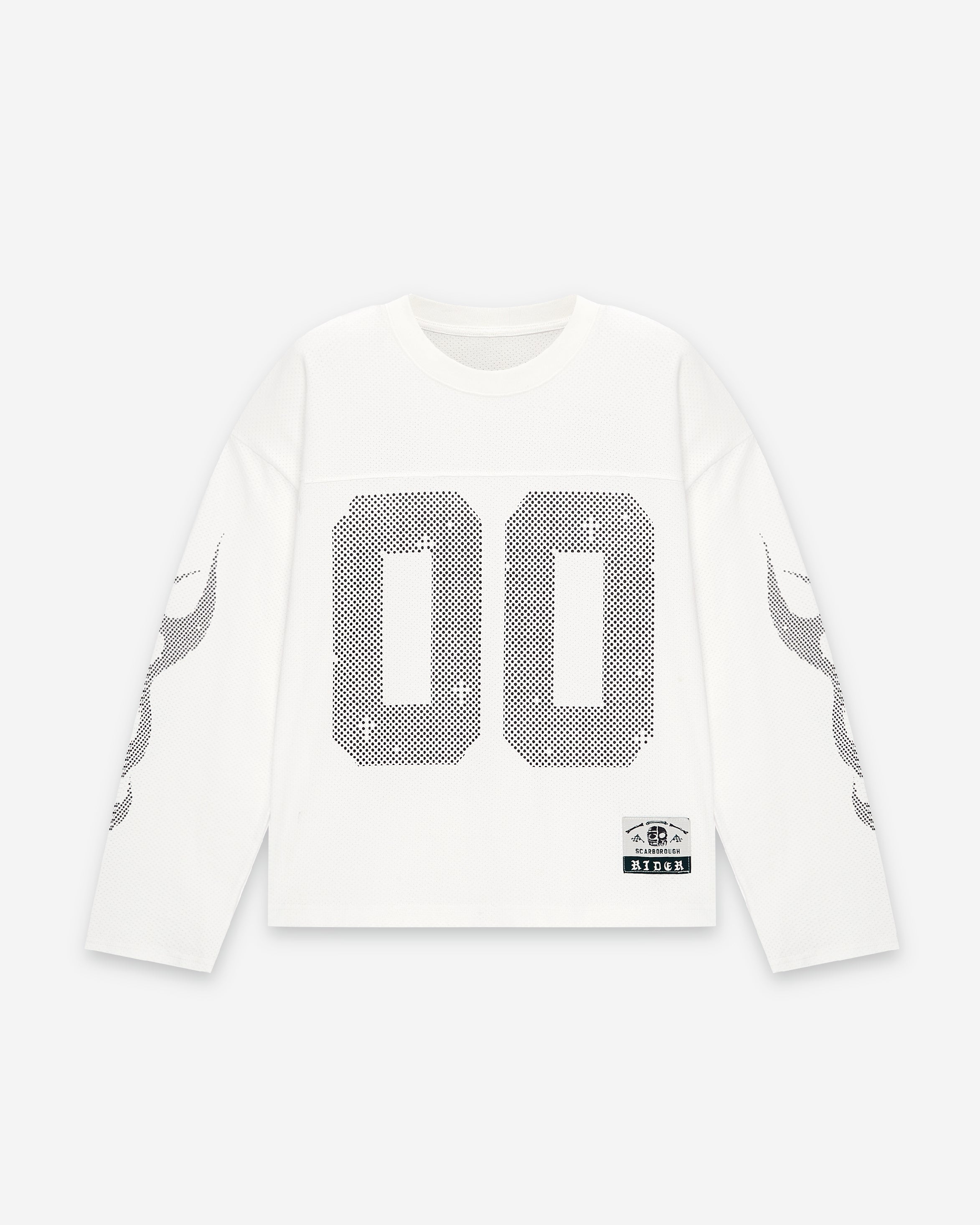 PIXEL JERSEY RETRO PRINT FADED LONG SLEEVE WHITE