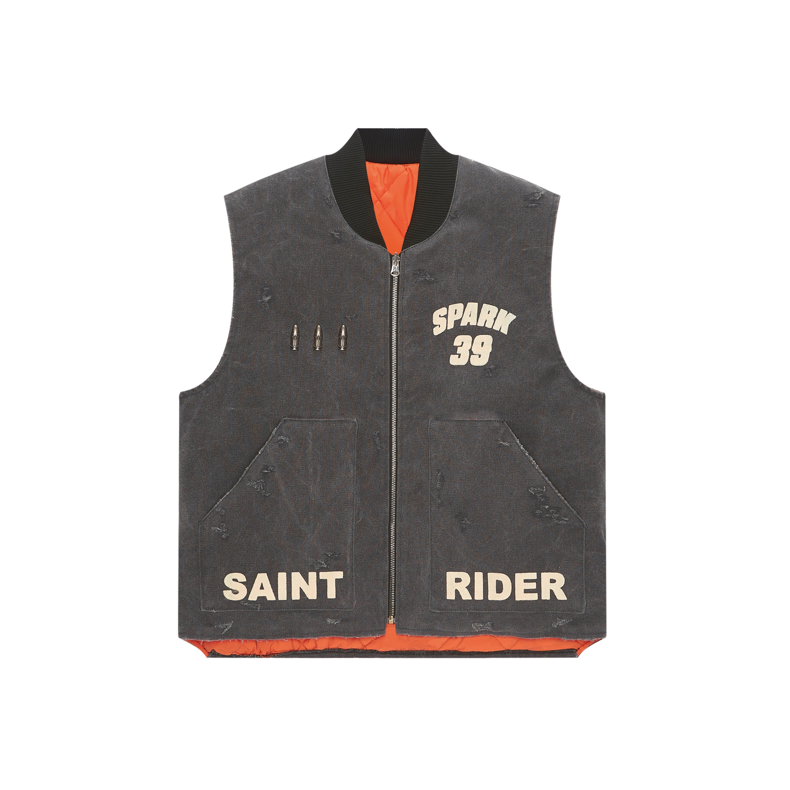 RACING BULLET RETRO PRINT FADED 500G WORK VEST COTTON COAT