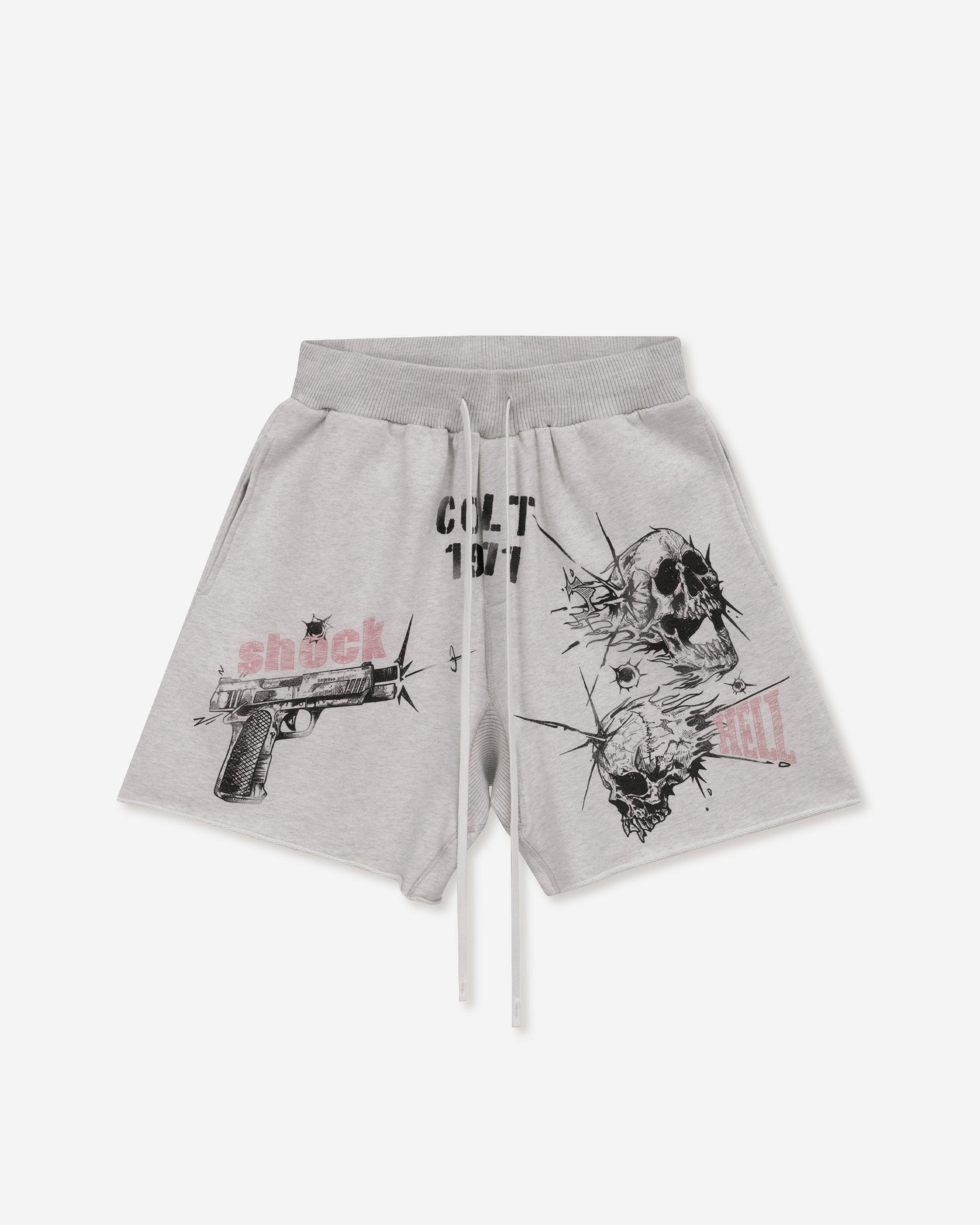 SINGLE MISSION HELL BULLET PRINTED SHORTS FLECKING GRAY - RESERFF   Single Mission Hell Bullet  printed shorts Flecking gray 