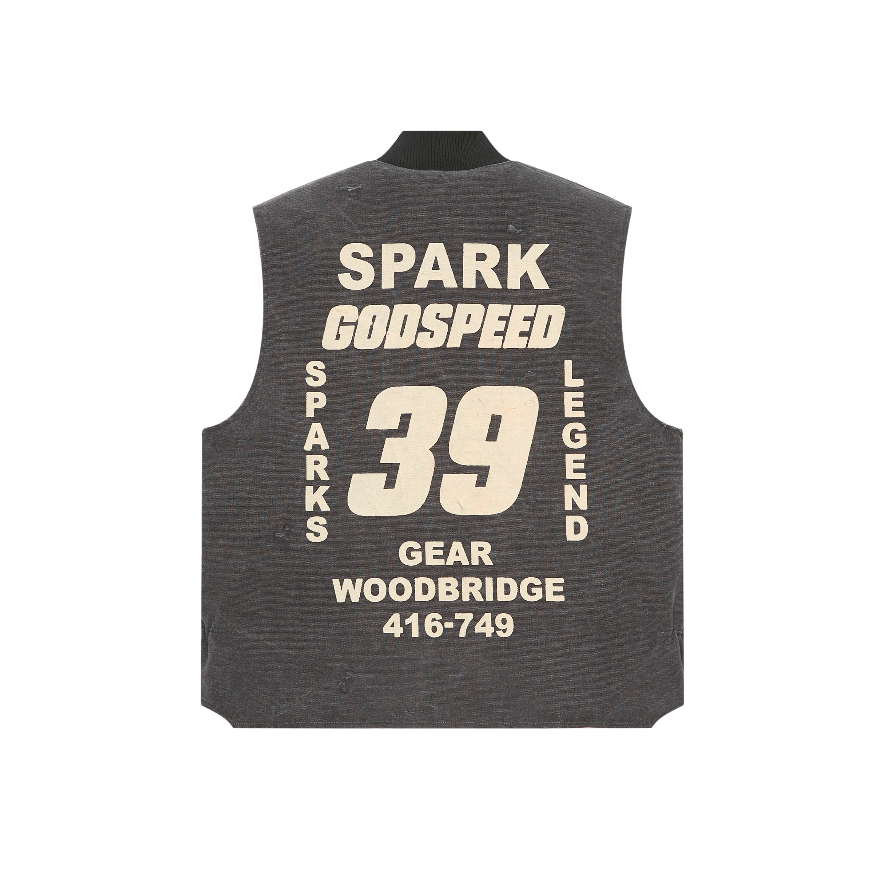 RACING BULLET RETRO PRINT FADED 500G WORK VEST COTTON COAT