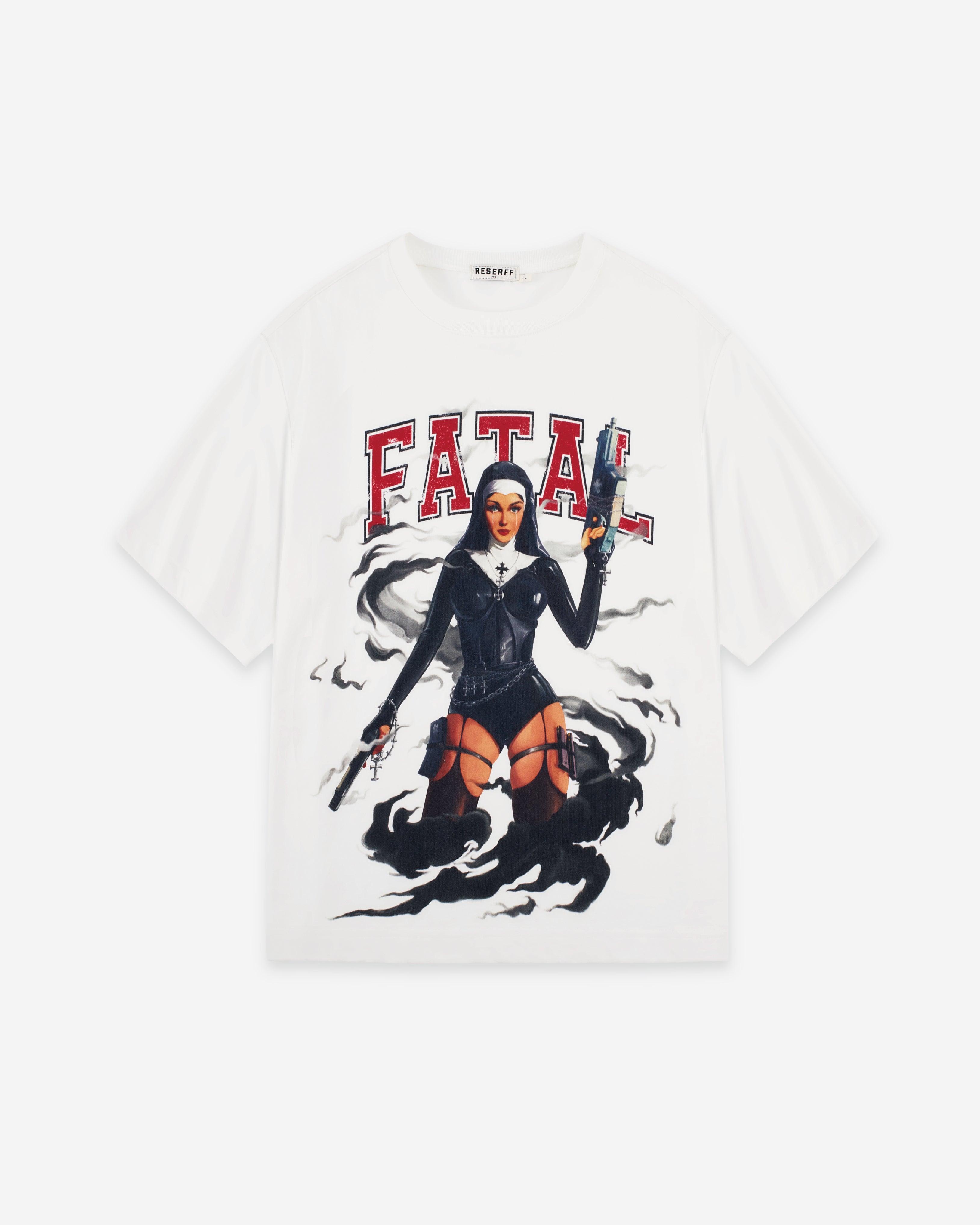 FATAL NUN RETRO PRINT TEE WHITE - RESERFF   Fatal Nun Retro Print Tee White 