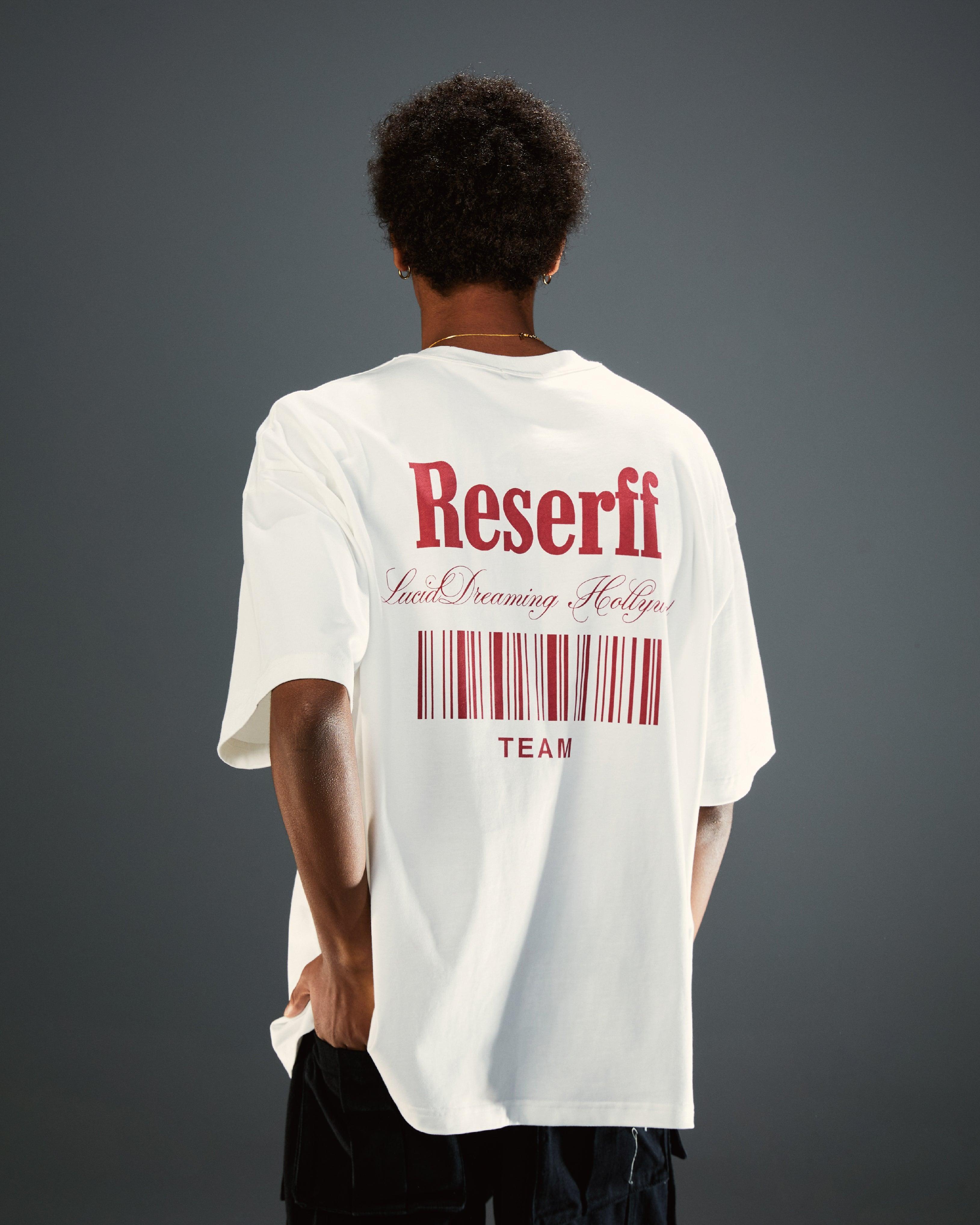 CODE BARCODE PRINTING TEE OFF WHITE RED LETTERS - RESERFF   Code Barcode Printing Tee Off White Red Letters 