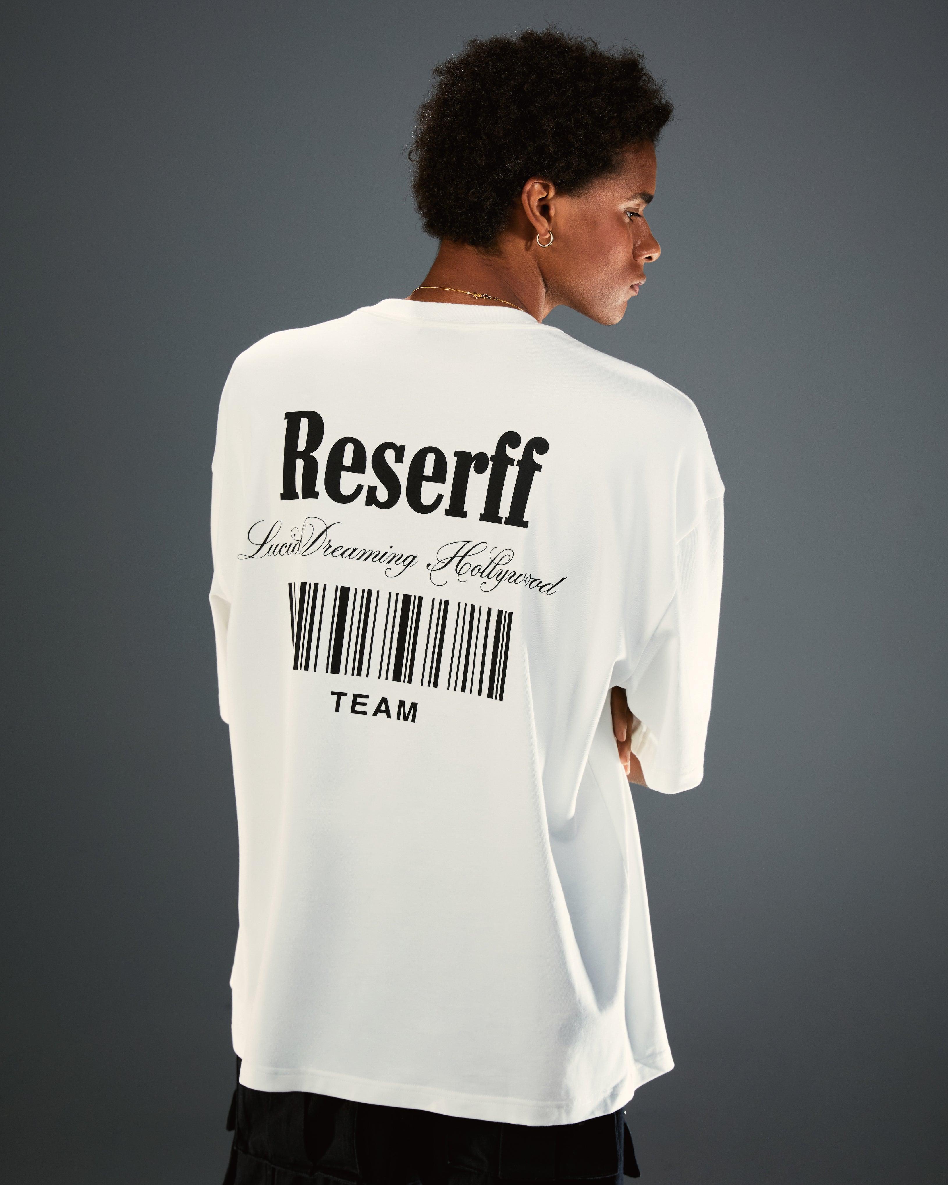 CODE BARCODE PRINTING TEE OFF WHITE RED LETTERS - RESERFF   Code Barcode Printing Tee Off White Red Letters 