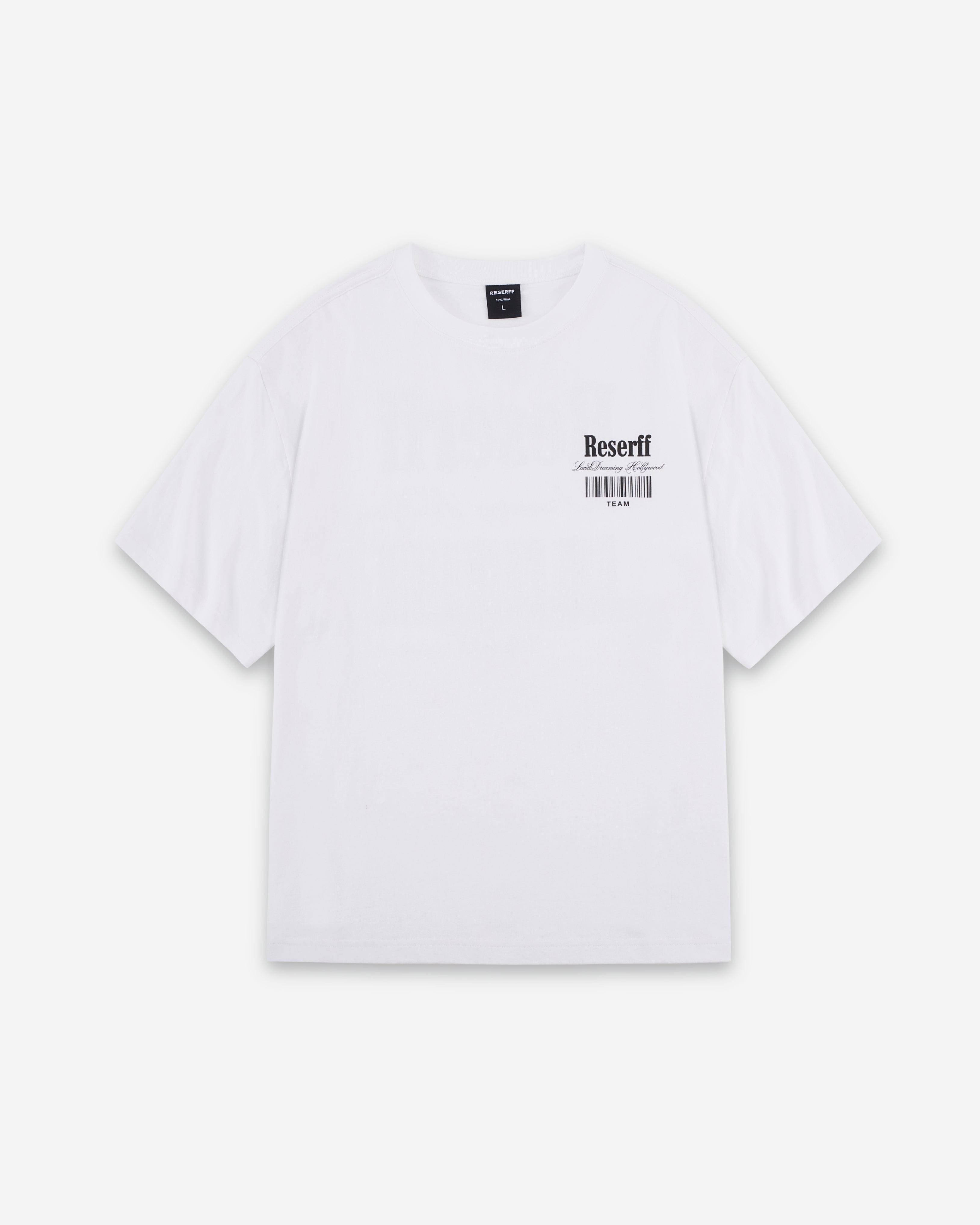 CODE BARCODE PRINTING TEE OFF WHITE RED LETTERS - RESERFF   Code Barcode Printing Tee Off White Red Letters 