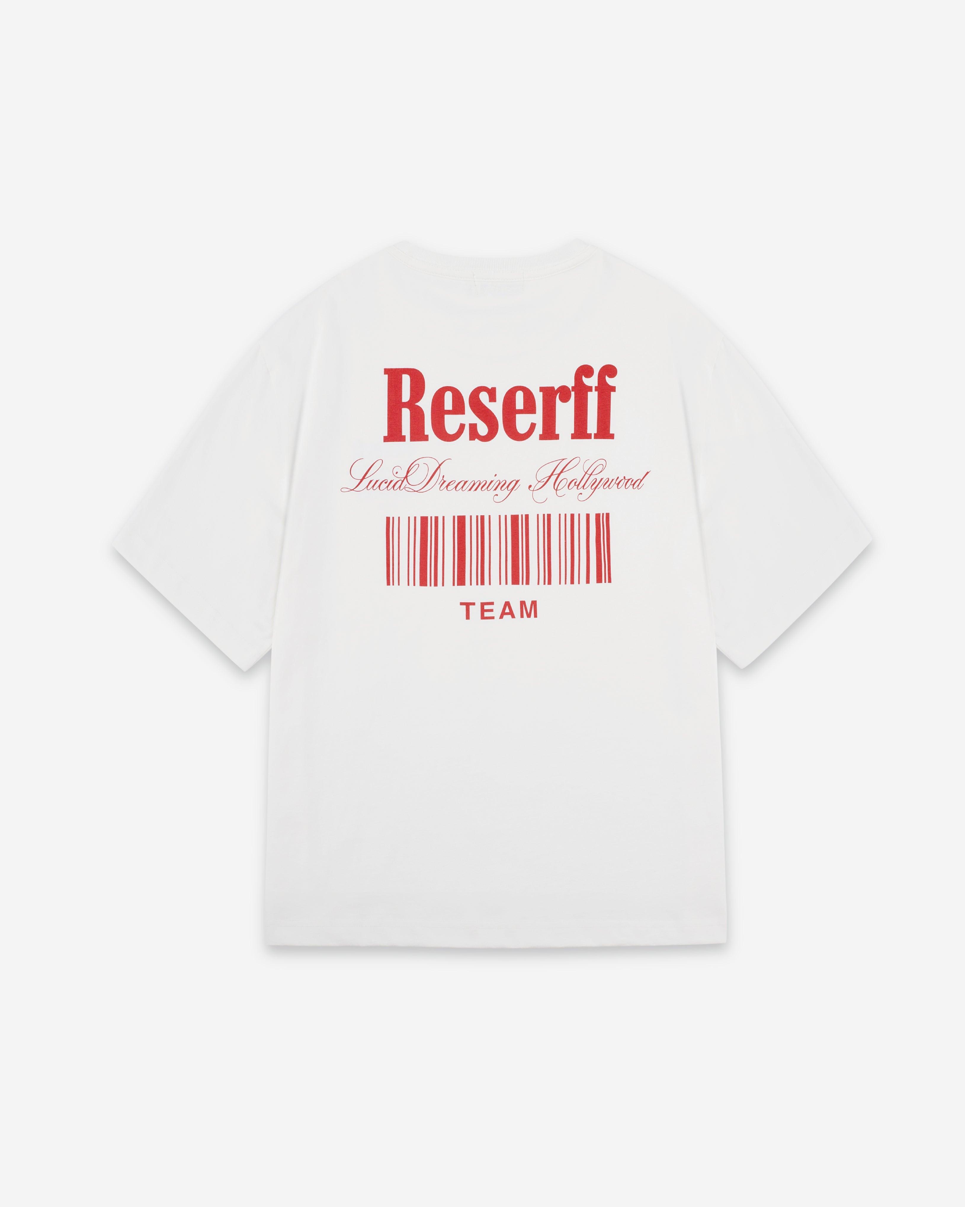 CODE BARCODE PRINTING TEE OFF WHITE RED LETTERS - RESERFF   Code Barcode Printing Tee Off White Red Letters 