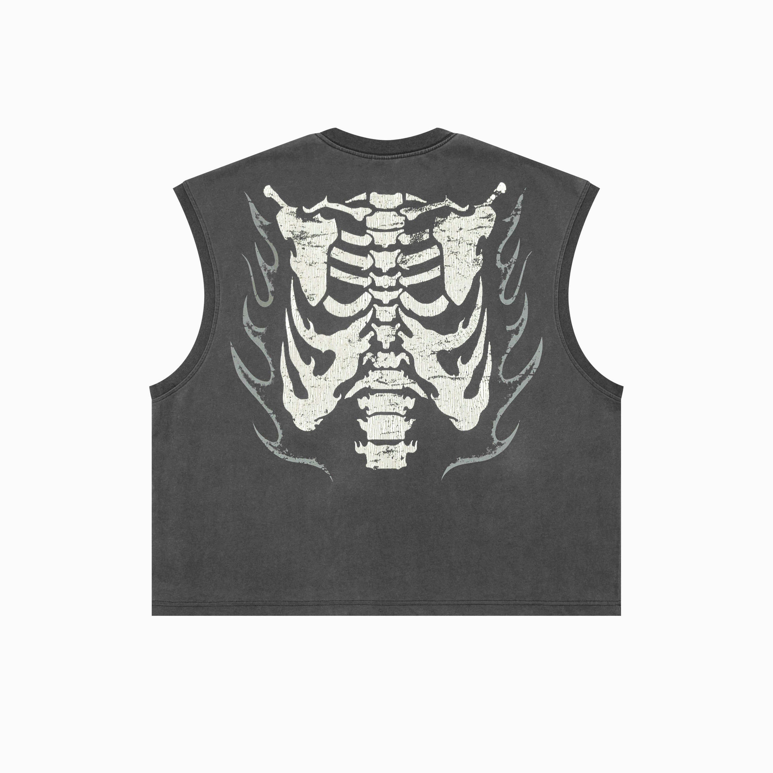 RESERFF DANCER CLUB FLAME SKULL VINTAGE DISTRESSED VEST