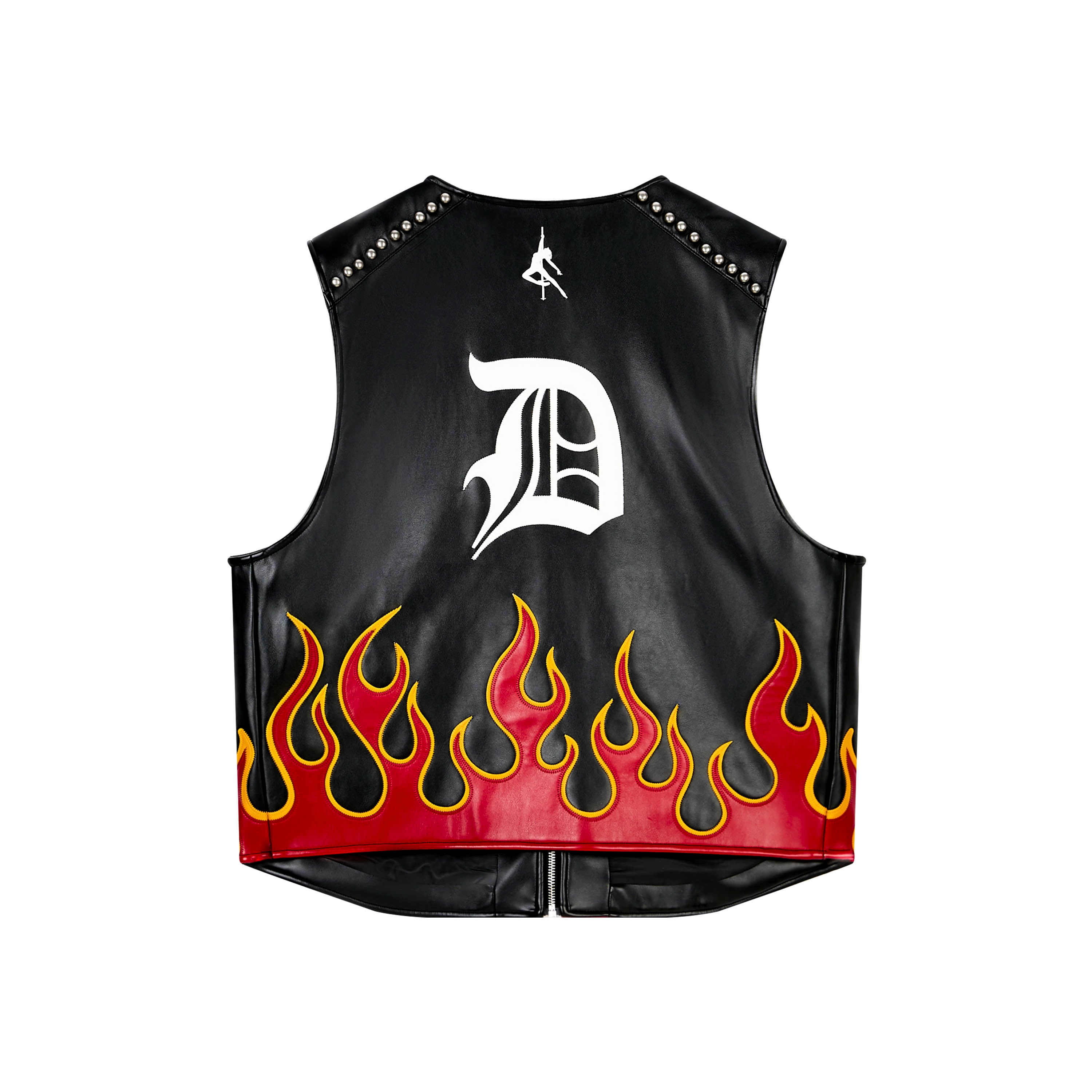 HELLFIRE EMBROIDERED HANDMADE METAL SILHOUETTE WIDE SHORT JACKET VEST