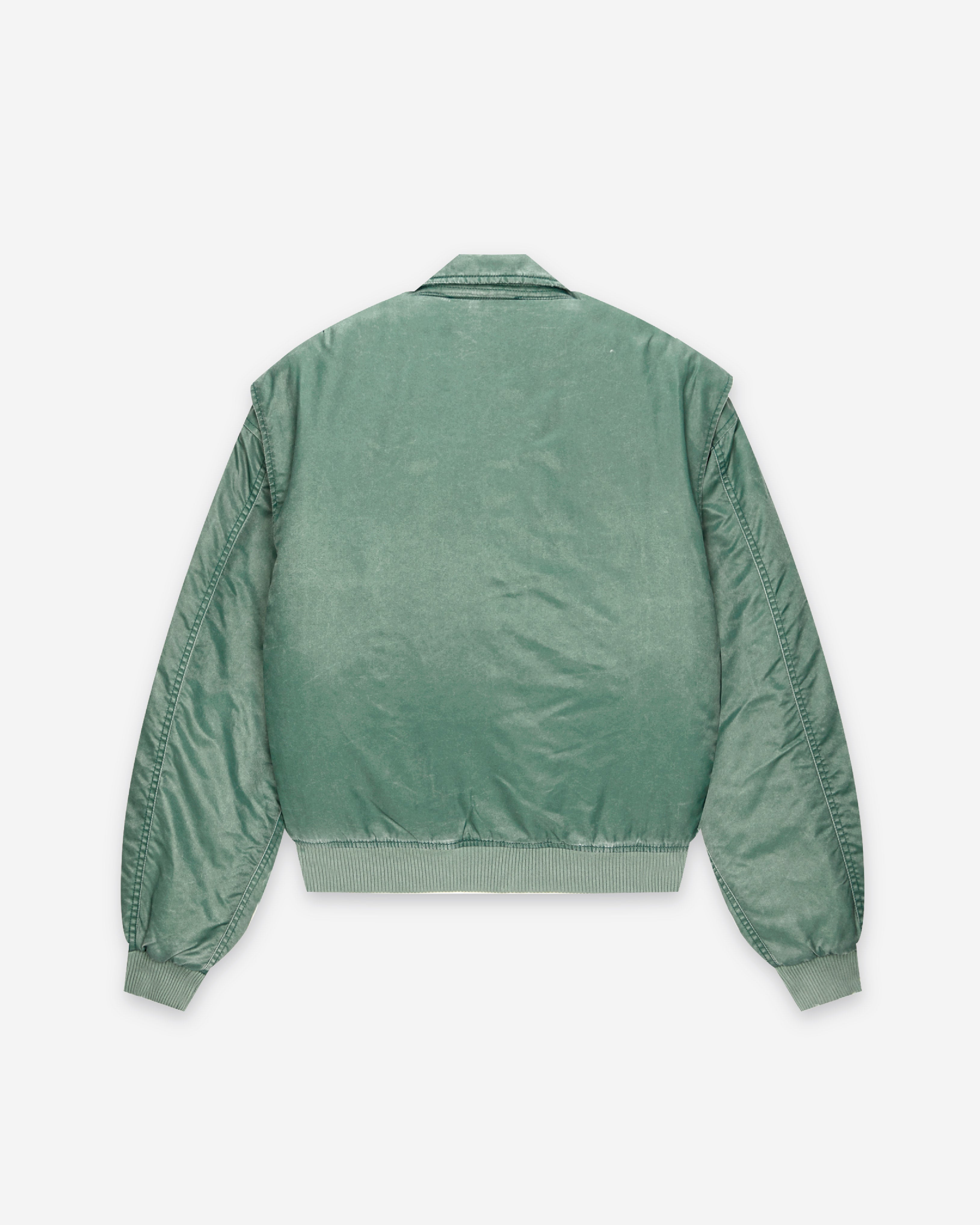 BULLET SEQUENCE RETRO AGED GREEN SILHOUETTE SCIMITAR MA-1 FLIGHT JACKET