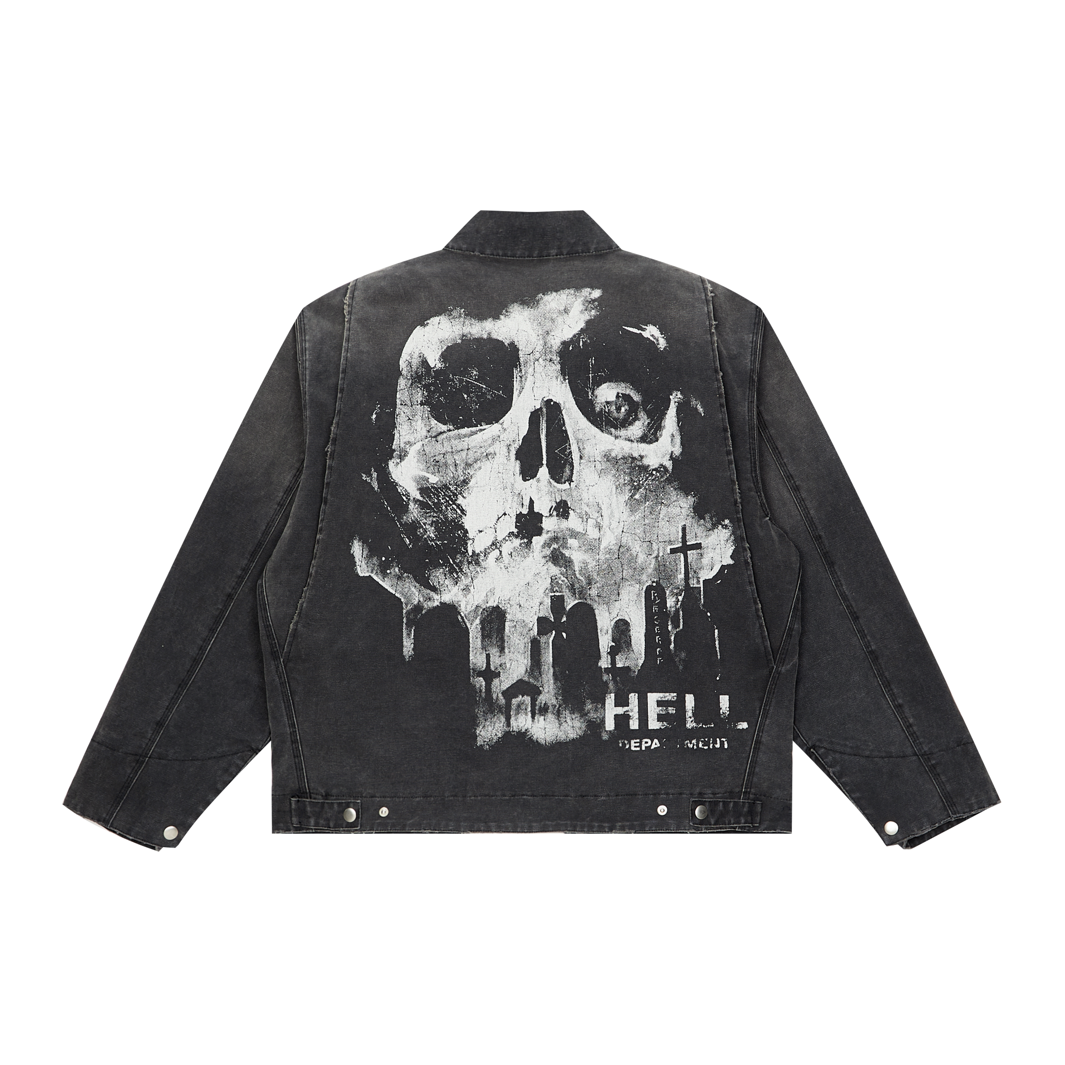 Gravestone Skull Detroit Vintage Distressed Canvas Jacket