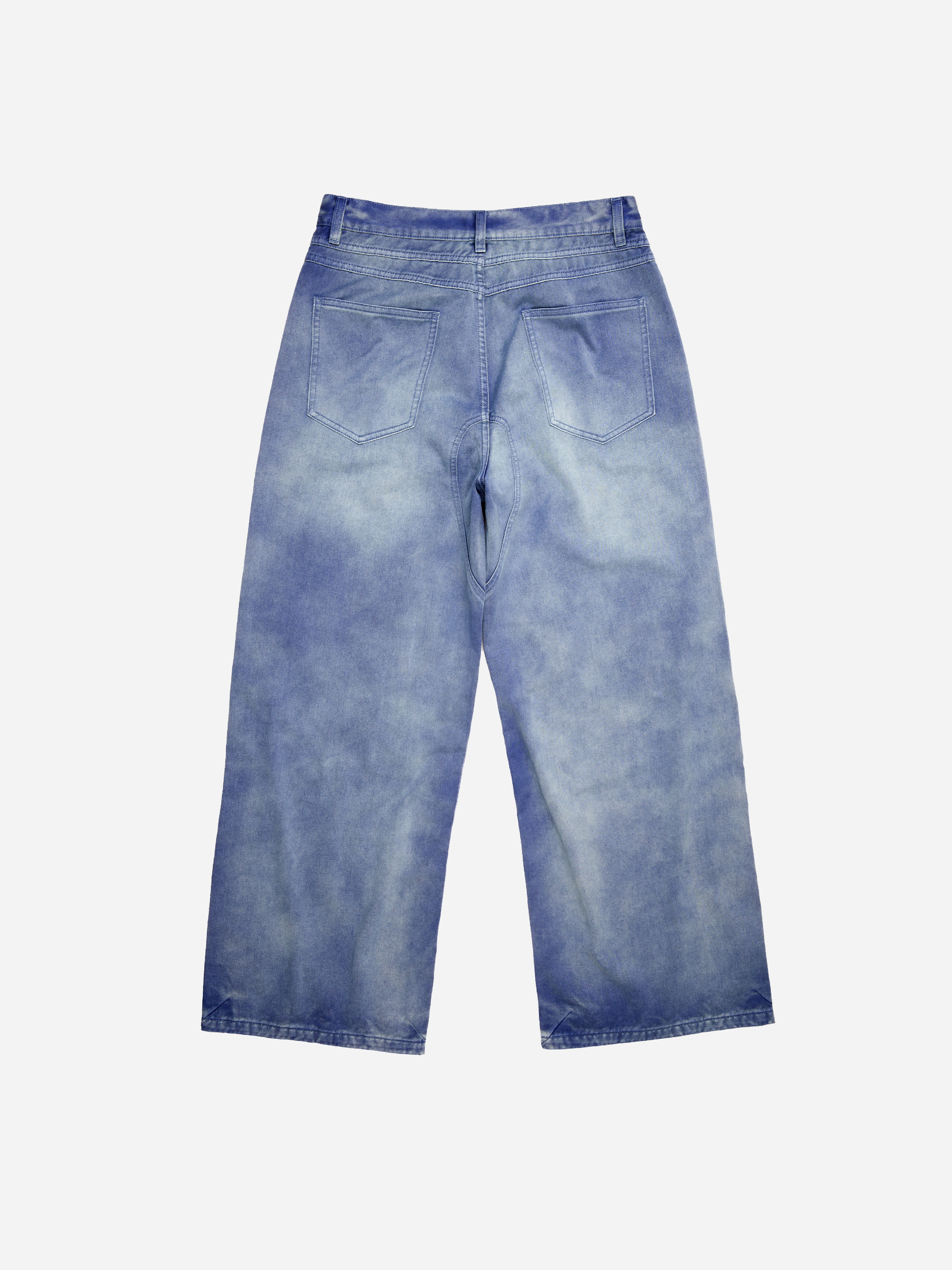 CROSS-METHOD HEAVY-DUTY OLD-FASHIONED DAMAGED WIDE LEGS FRENCH TROUSERS JEANS