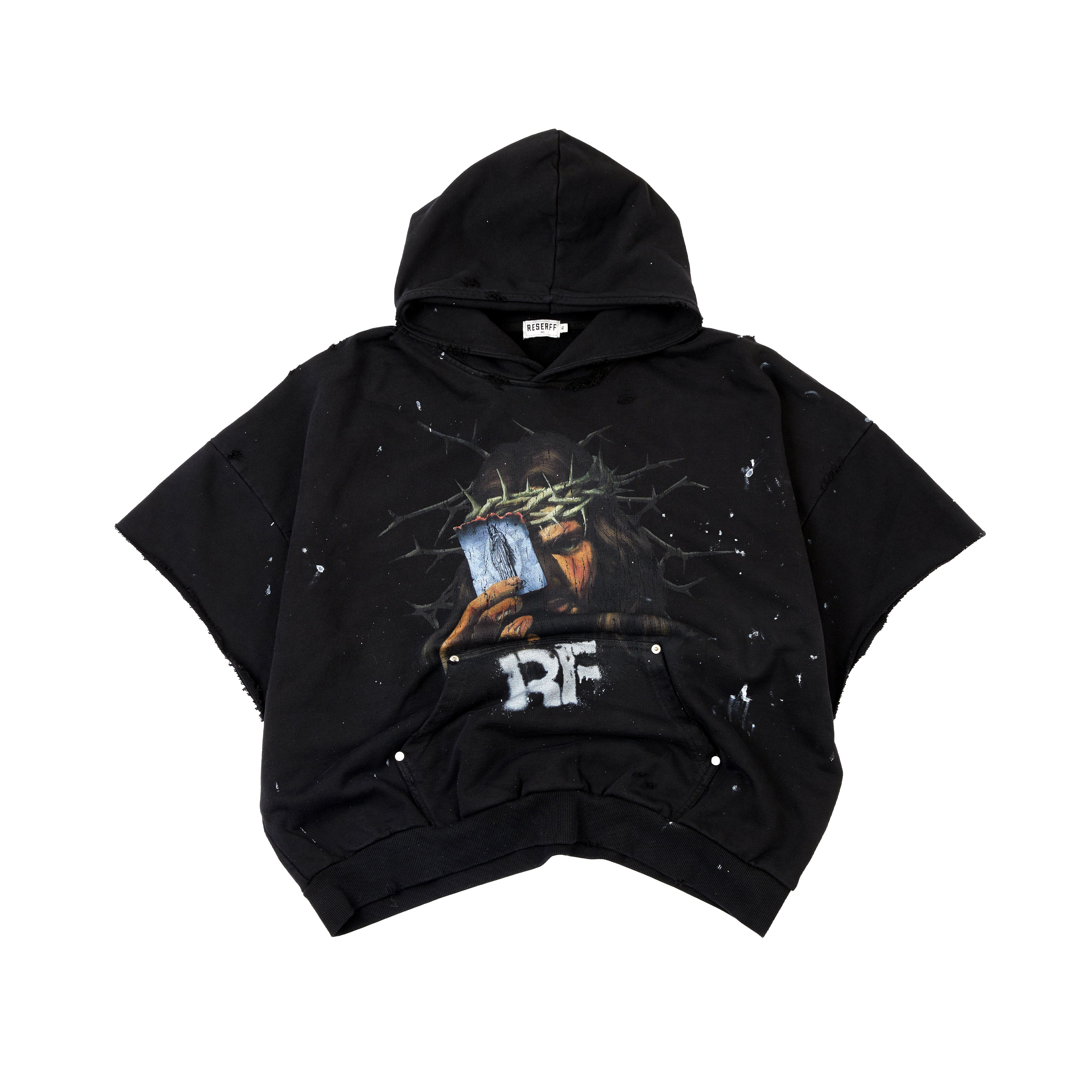 BURNING CARD INK SPLASHING DESTRUCTION THREE-DIMENSIONAL PRINTING BOXING HOODIE
