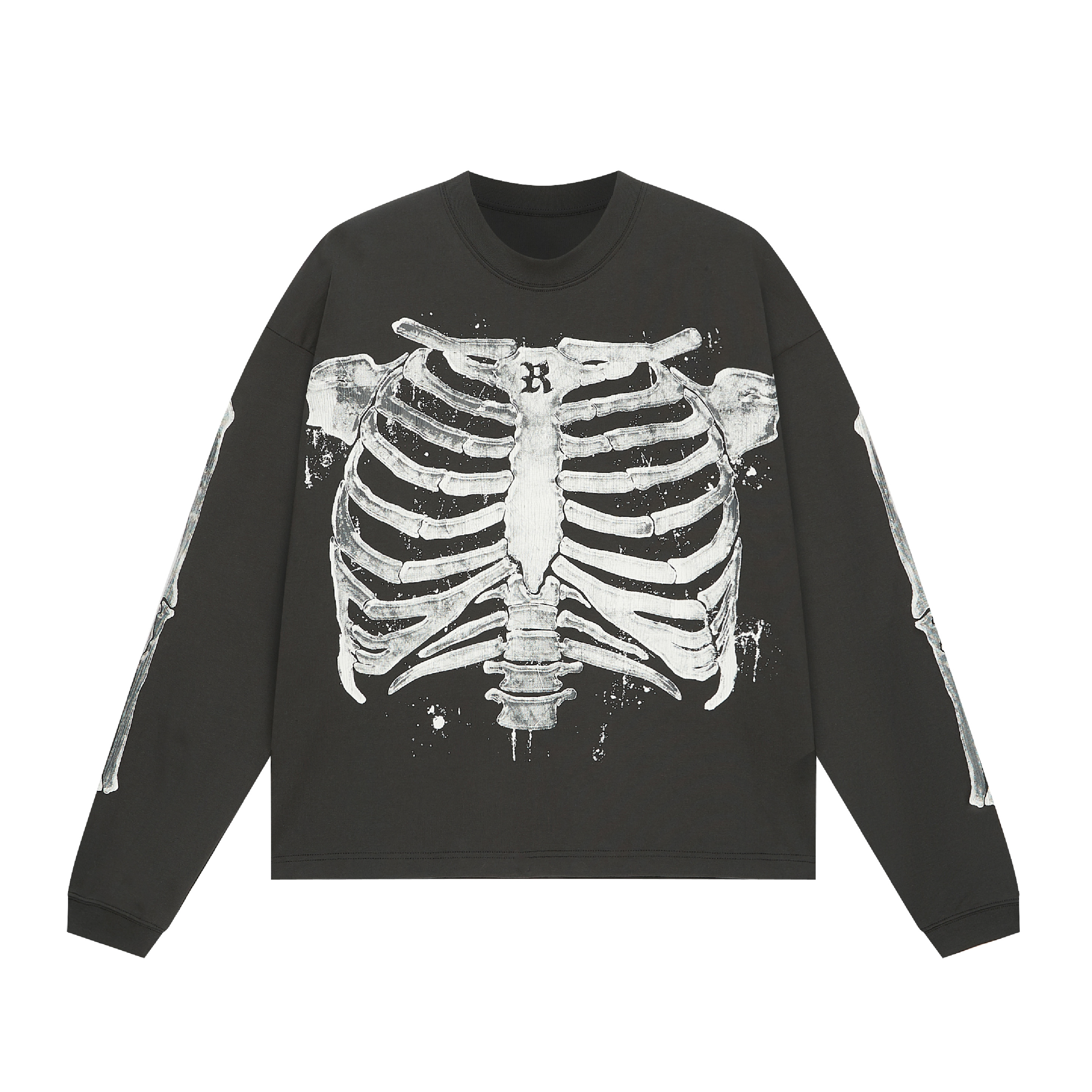 BONEBREAKER ENGINE RETRO CRACK PRINT LONG SLEEVES SHORT WIDE BOXY FIT