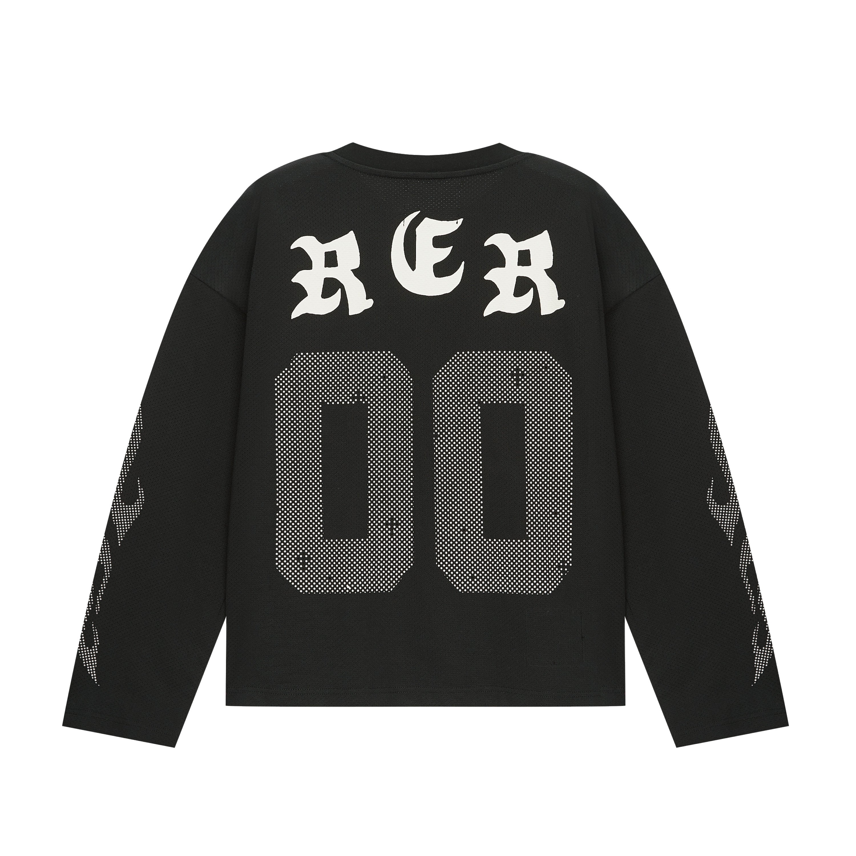 PIXEL JERSEY RETRO PRINT FADED LONG SLEEVE BLACK