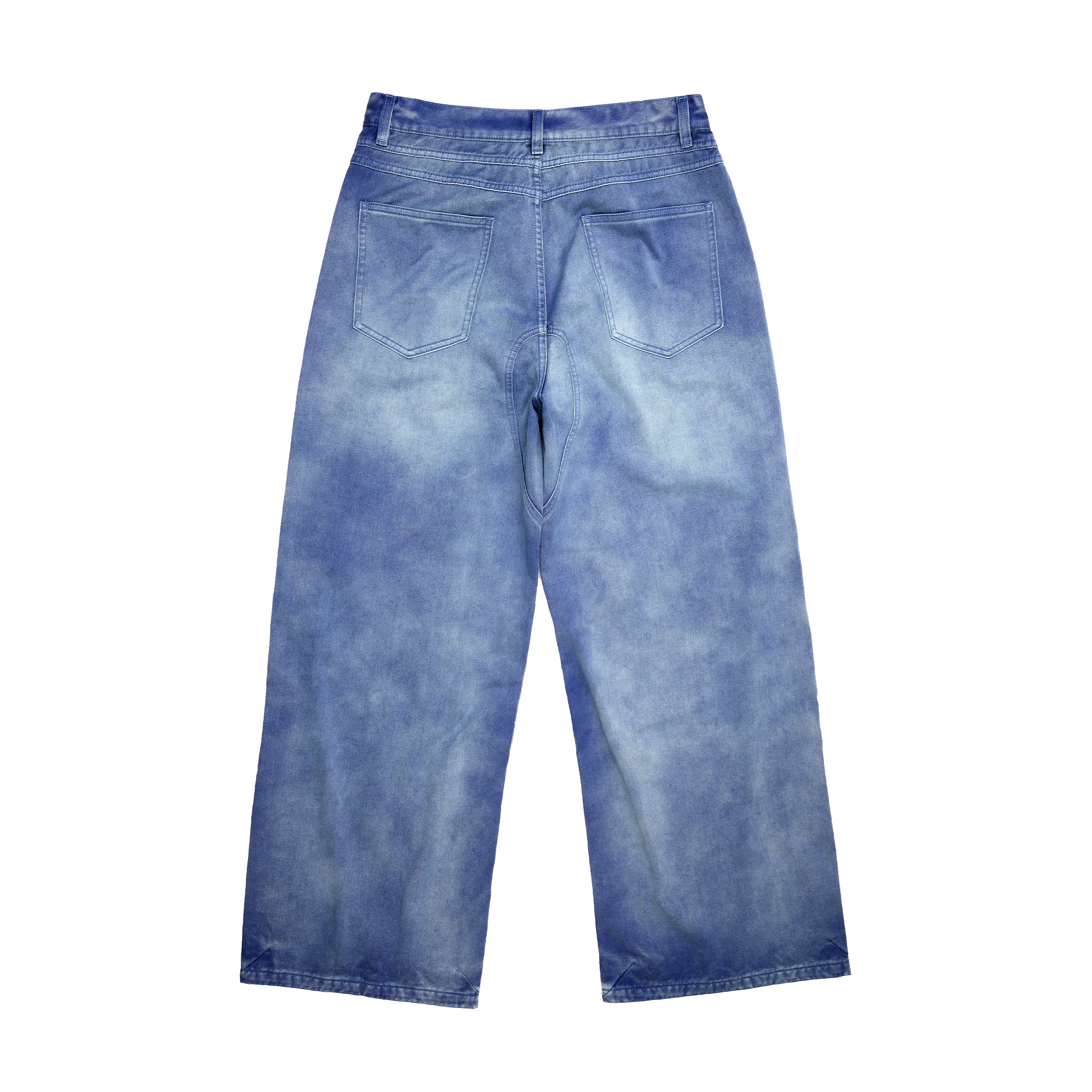 CROSS-METHOD HEAVY-DUTY OLD-FASHIONED DAMAGED WIDE LEGS FRENCH TROUSERS JEANS