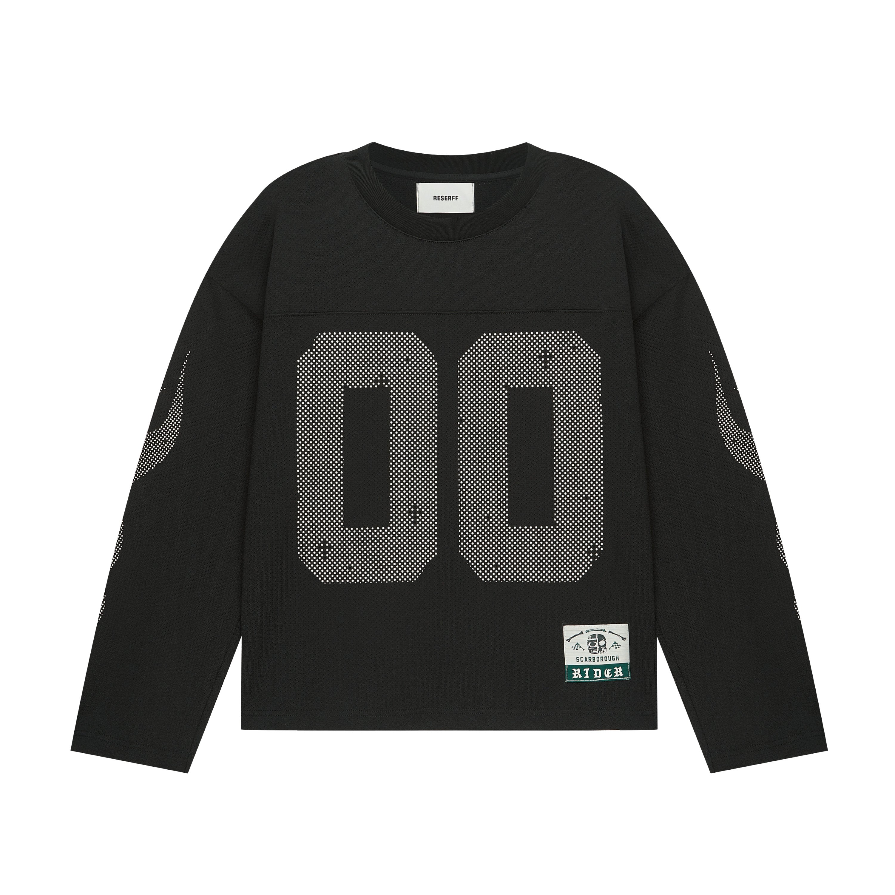 PIXEL JERSEY RETRO PRINT FADED LONG SLEEVE BLACK
