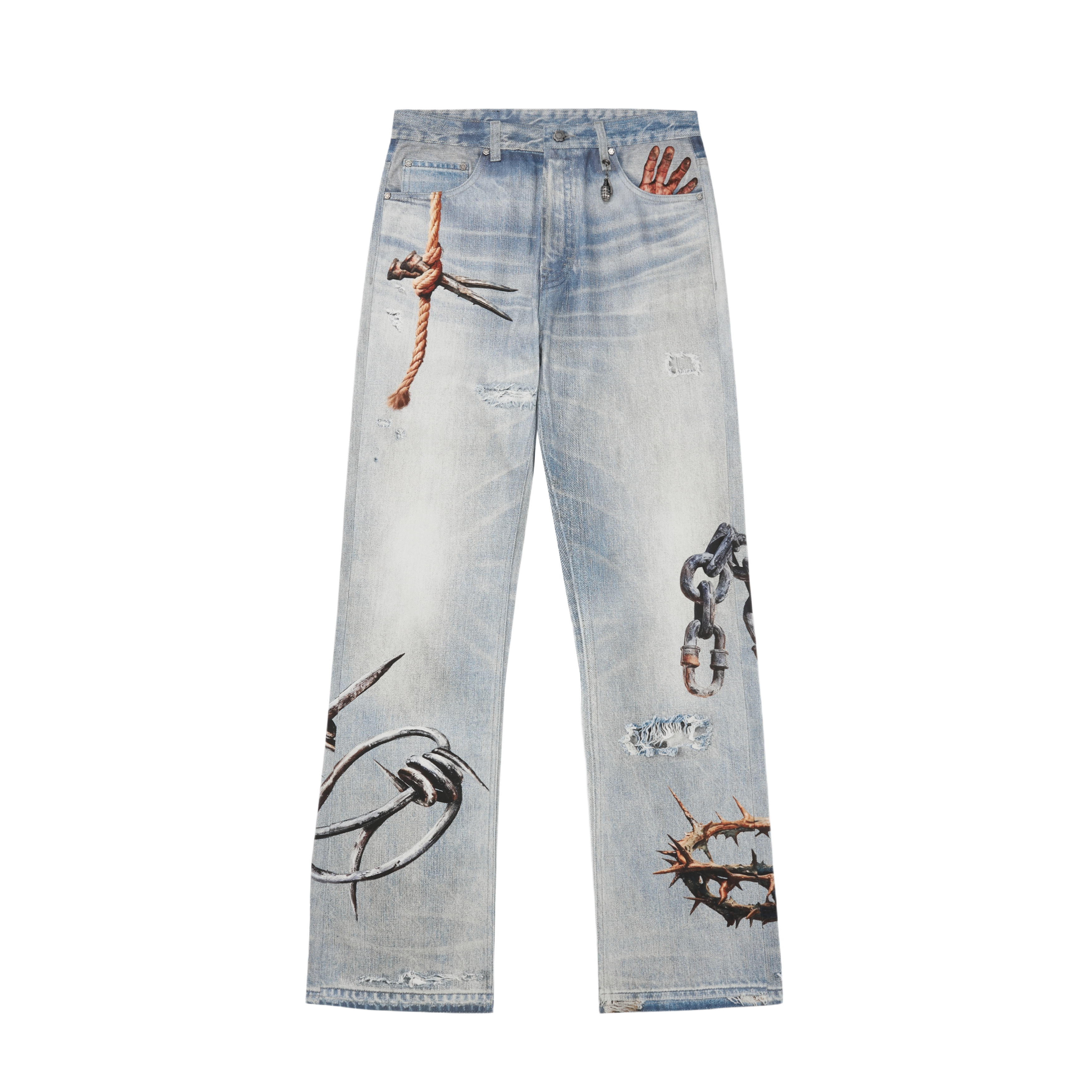 BOMB 3D DIGITAL PRINTING WASHED VINTAGE JEANS