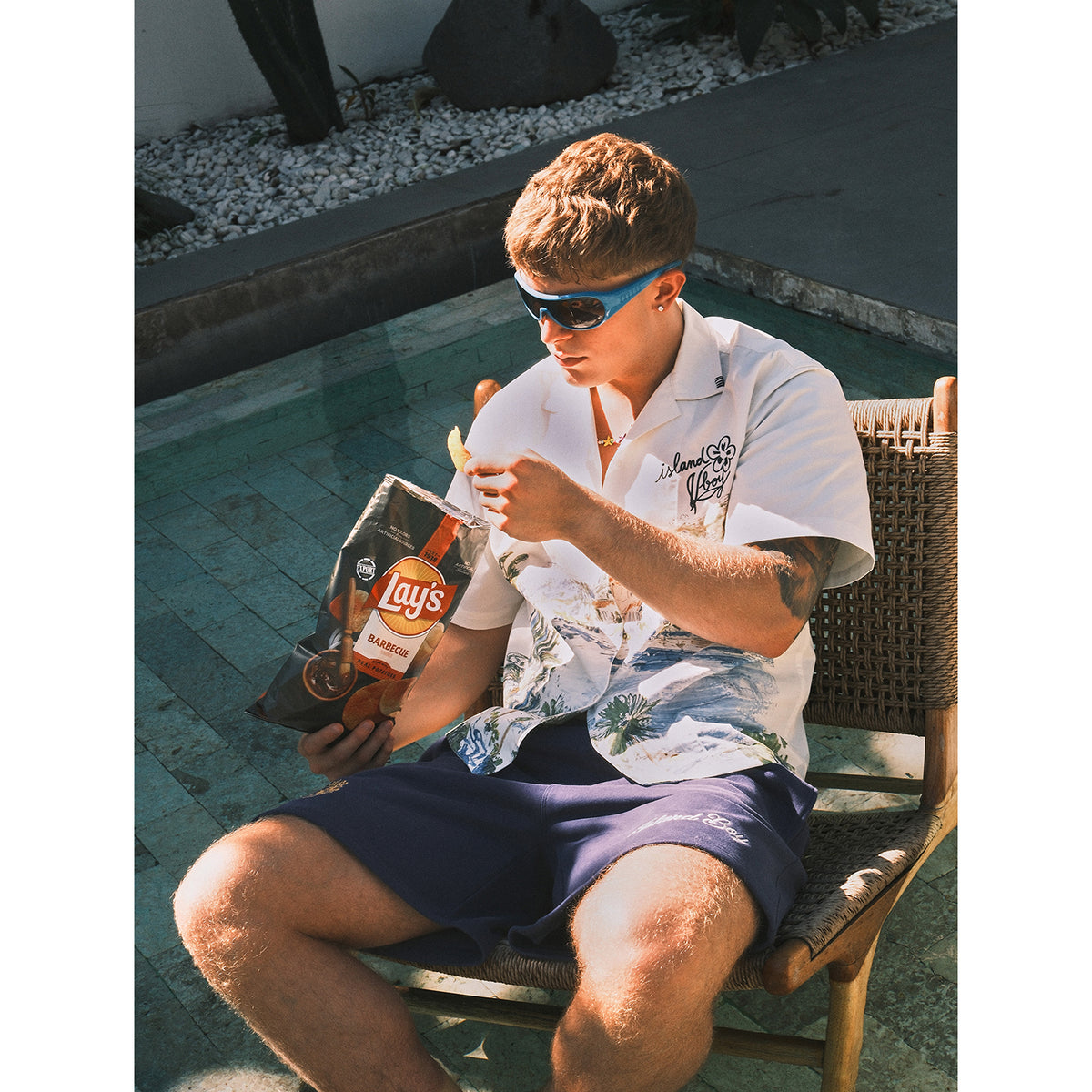 RESERFF Vacation Mode Island Oil‑Painting Print Embroidery Shirt, Women Resort Style Button‑Down Blouse