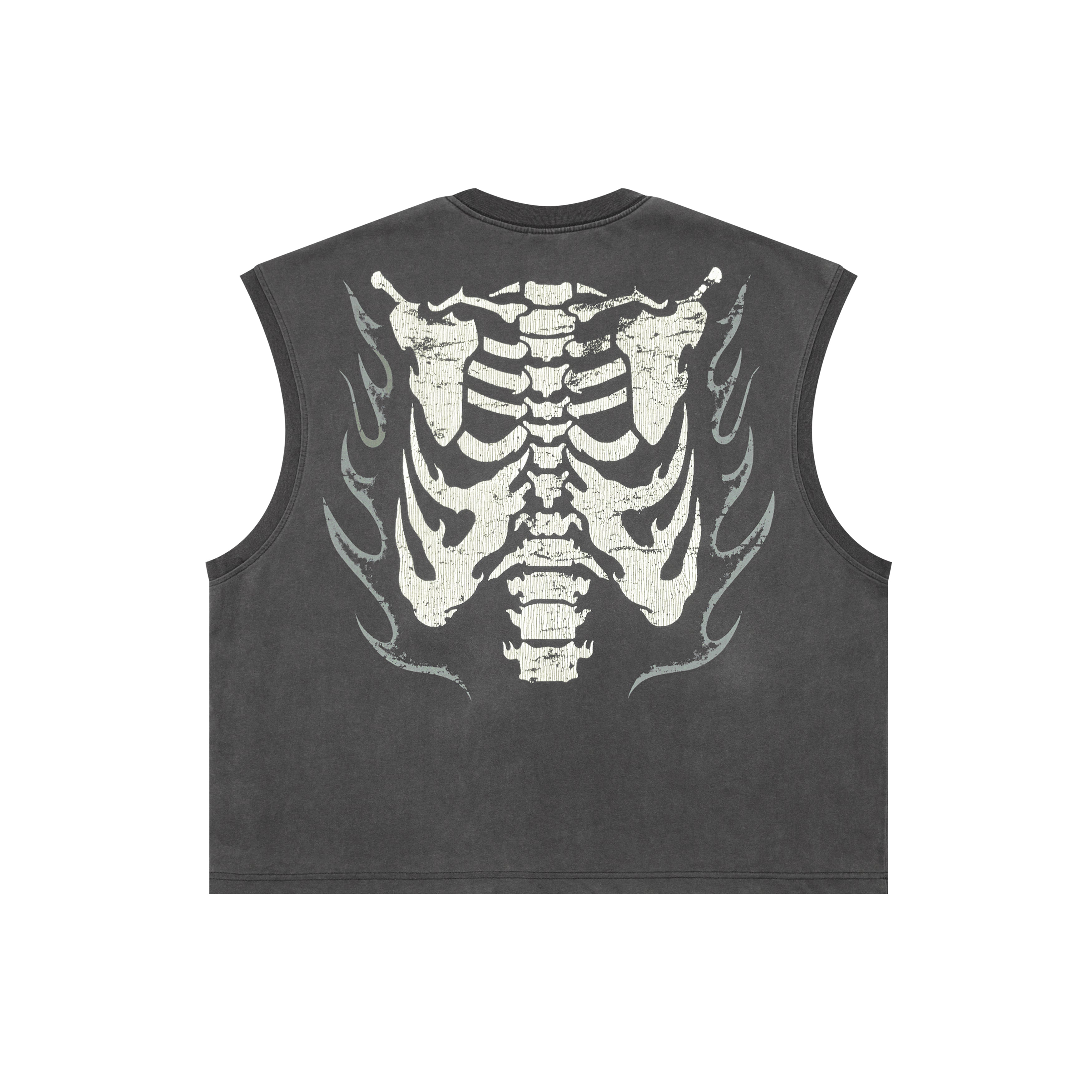 DANCER CLUB FLAME SKULL VINTAGE DISTRESSED VEST